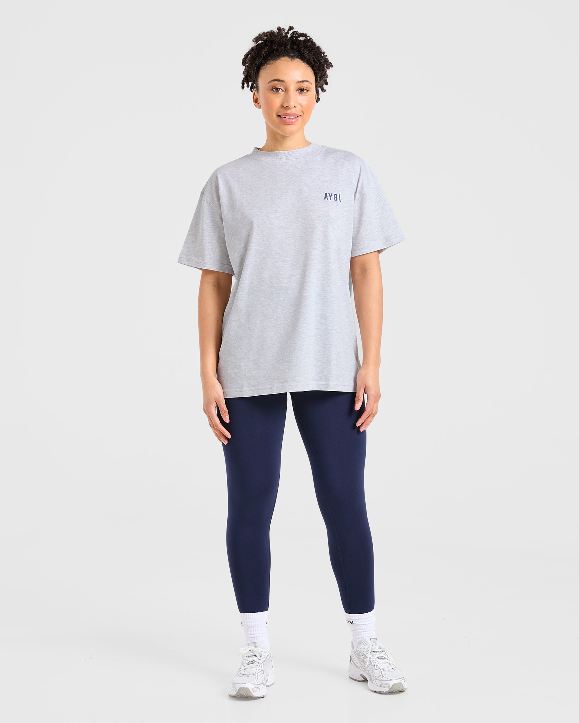 Sculpting Season Oversized T Shirt - Heather Gris/Navy