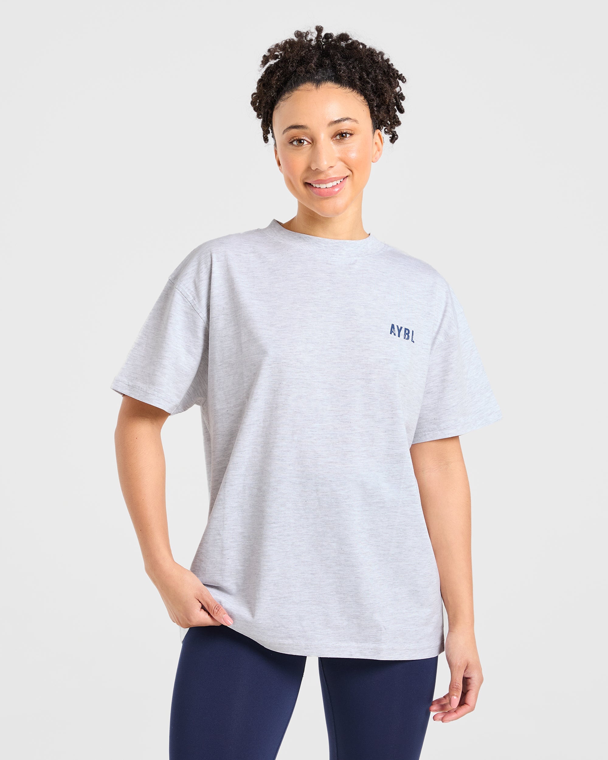 Sculpting Season Oversized T Shirt - Heather Gris/Navy