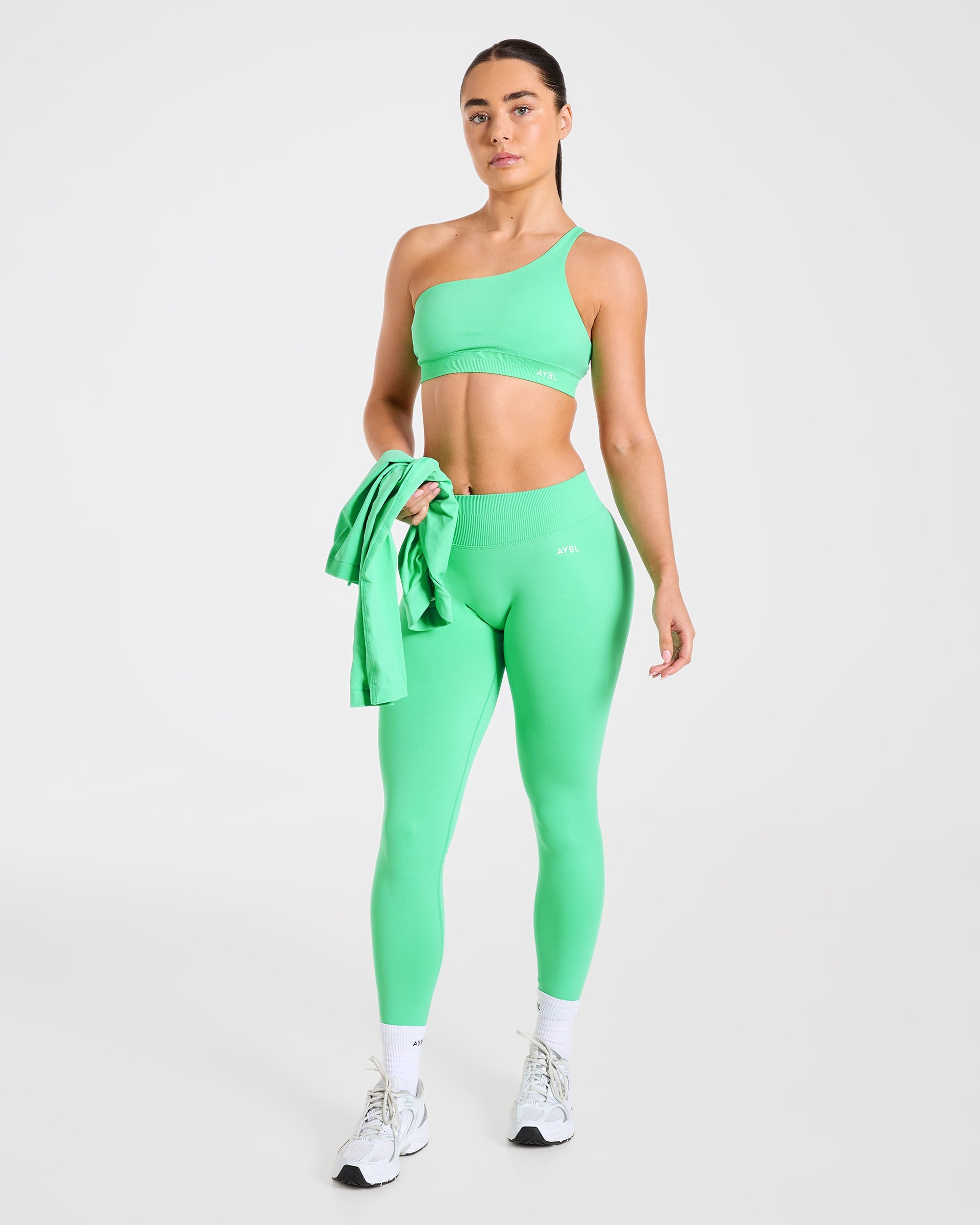 Enhance Seamless One Shoulder Sports Bra - Mint Vert