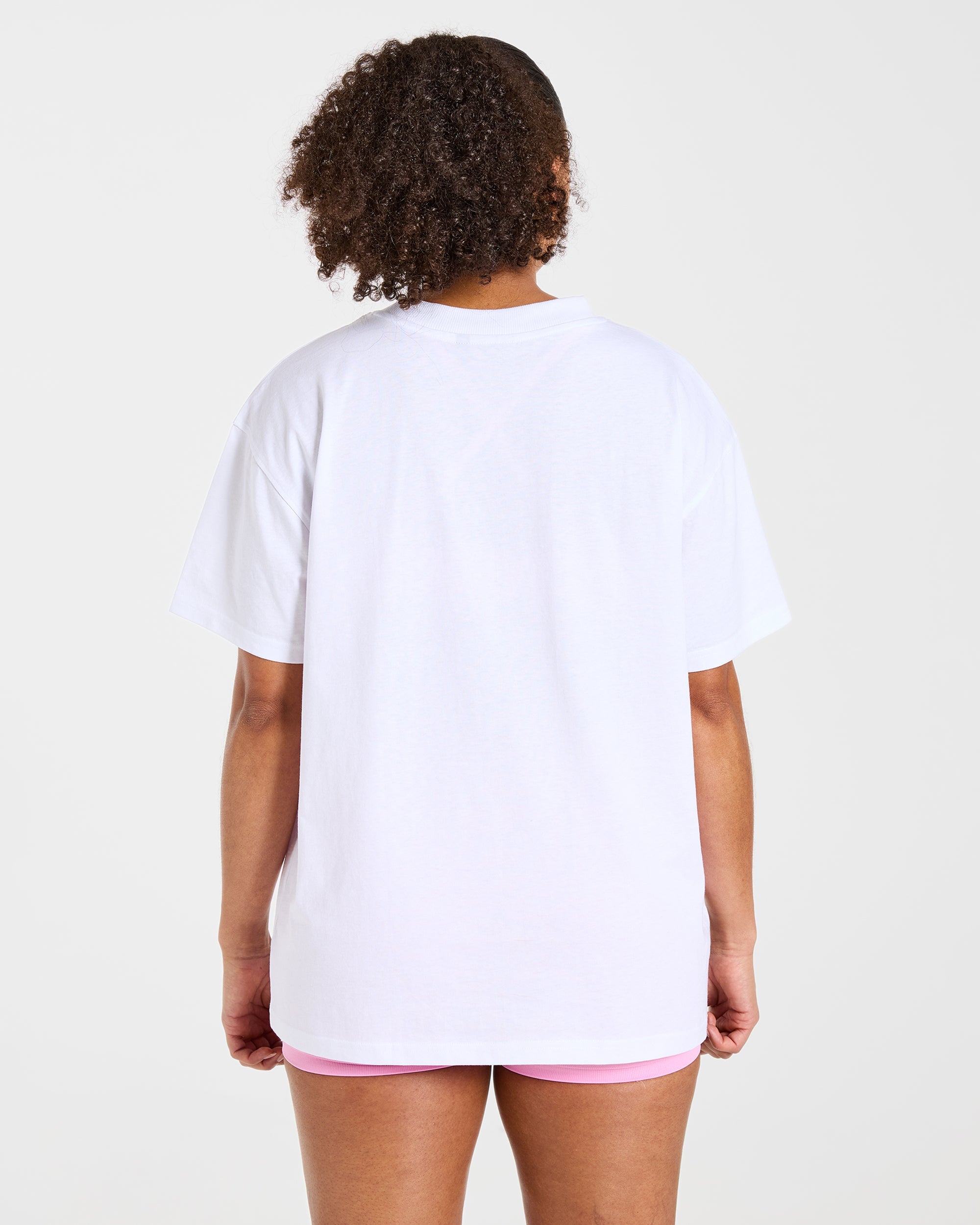 Varsity 2.0 Oversized T Shirt - Blanc/Rose