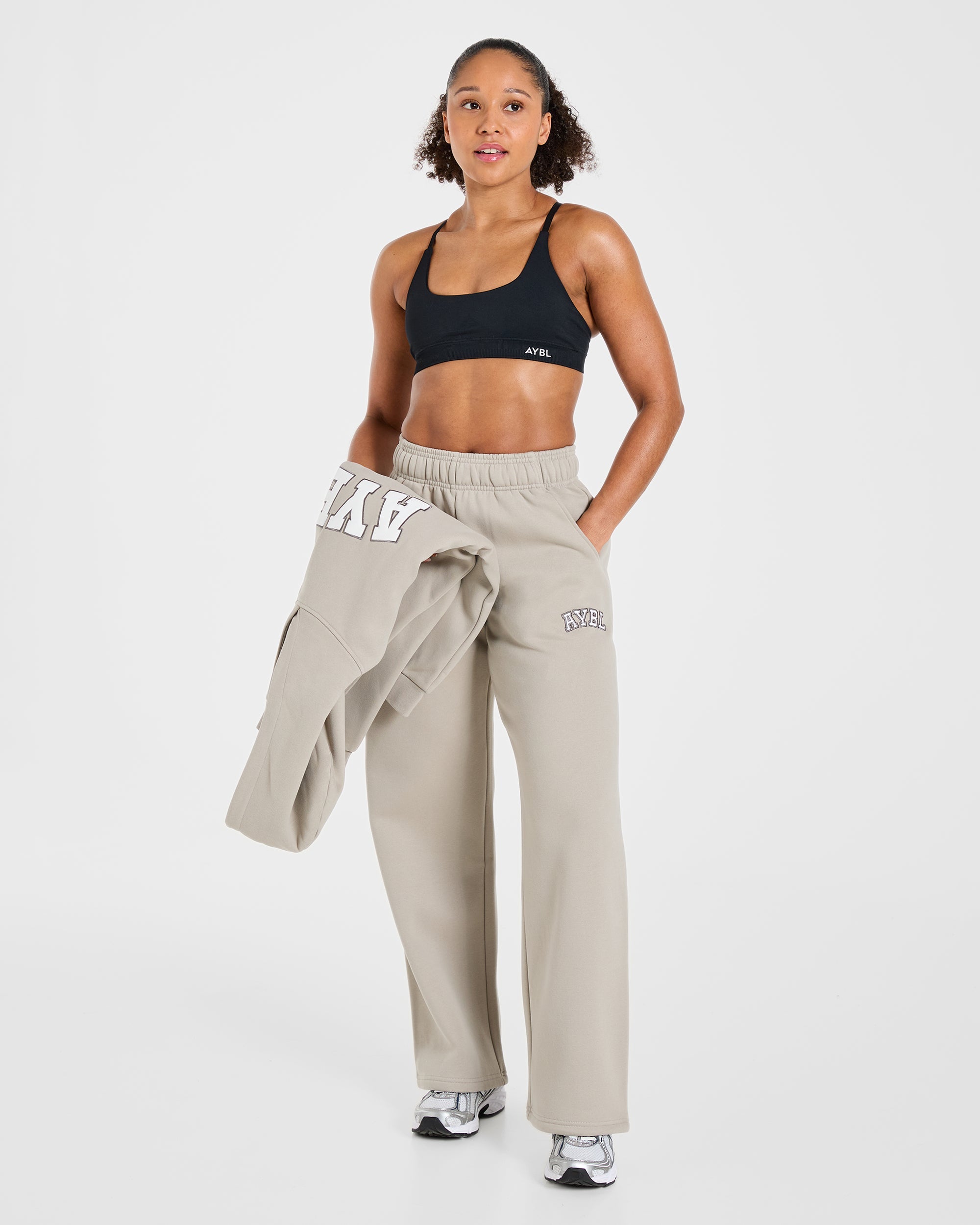 Varsity 2.0 Oversized Straight Leg Joggers - Taupe