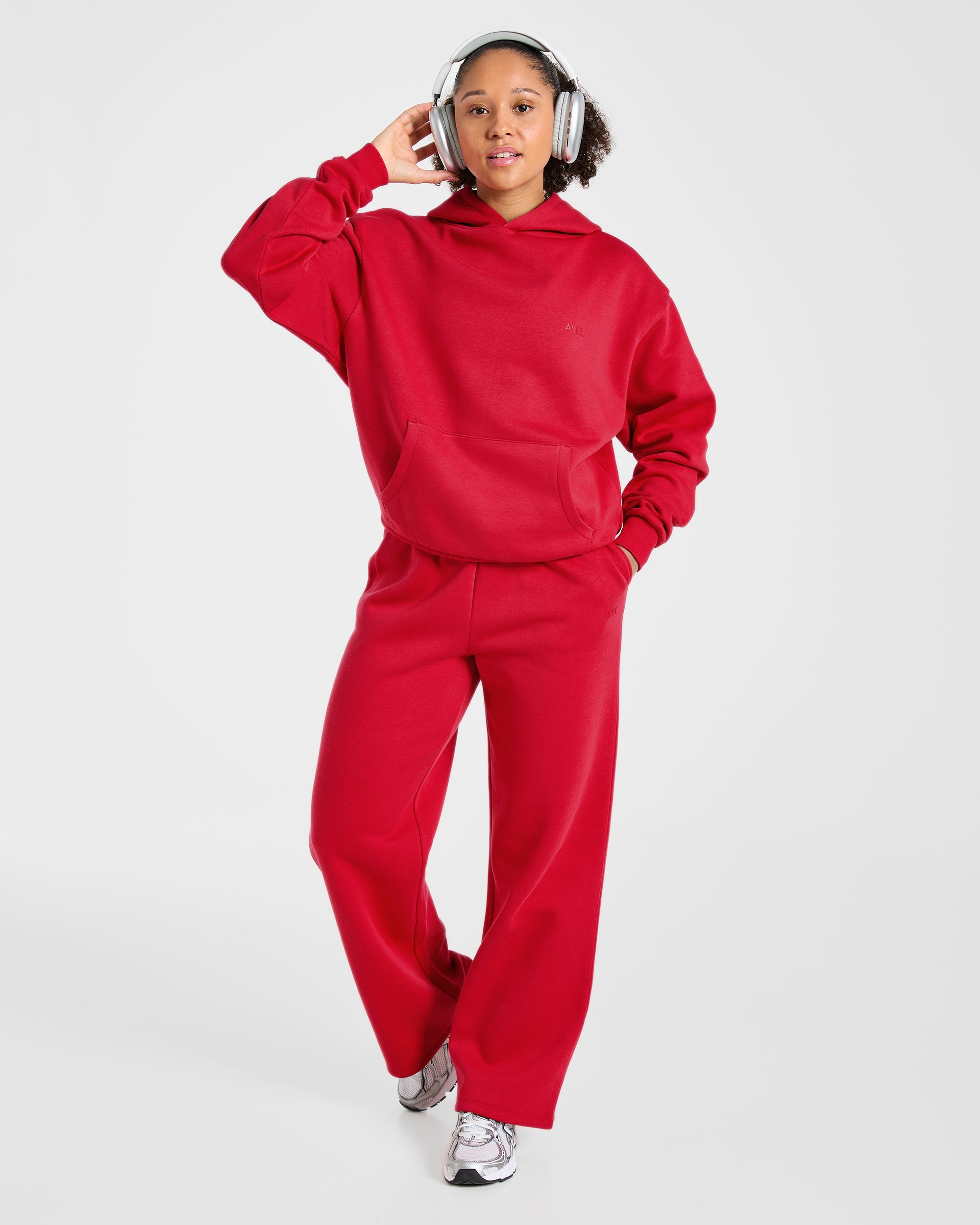 Lifestyle Oversized Straight Leg Joggers - Rouge