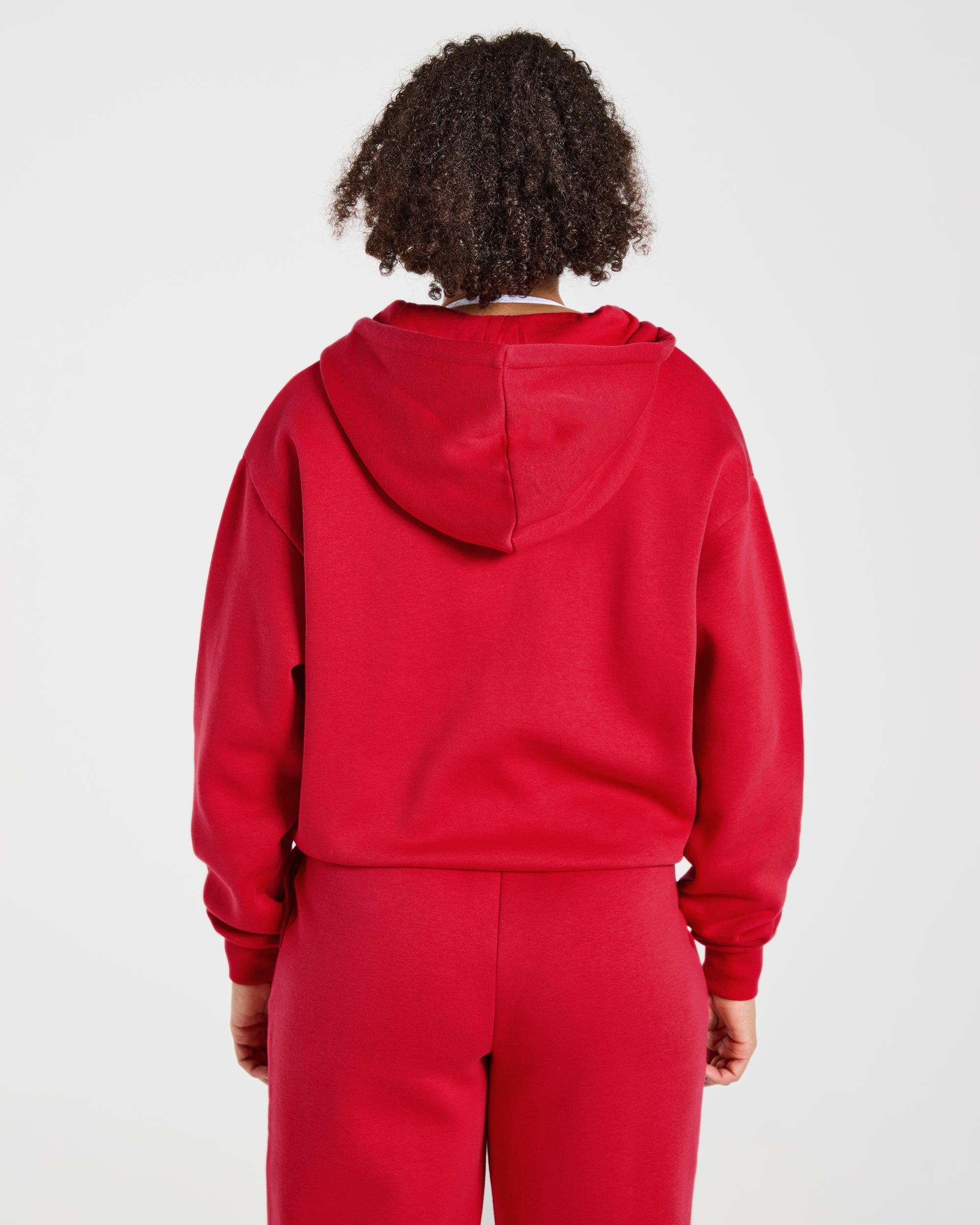 Lifestyle Oversized Zip Up Hoodie - Rouge