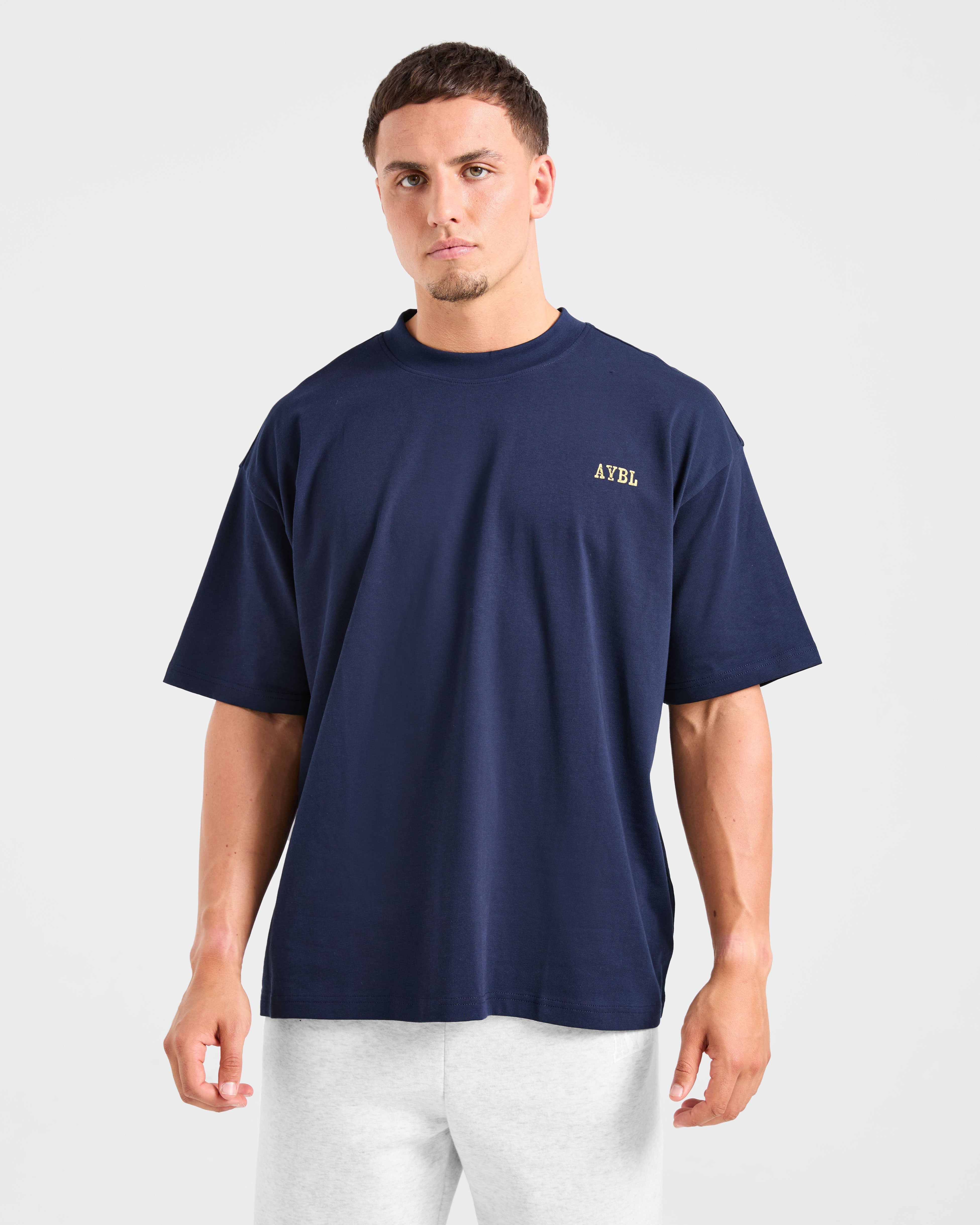 Lifting Essentials Oversized T Shirt - Navy/Jaune
