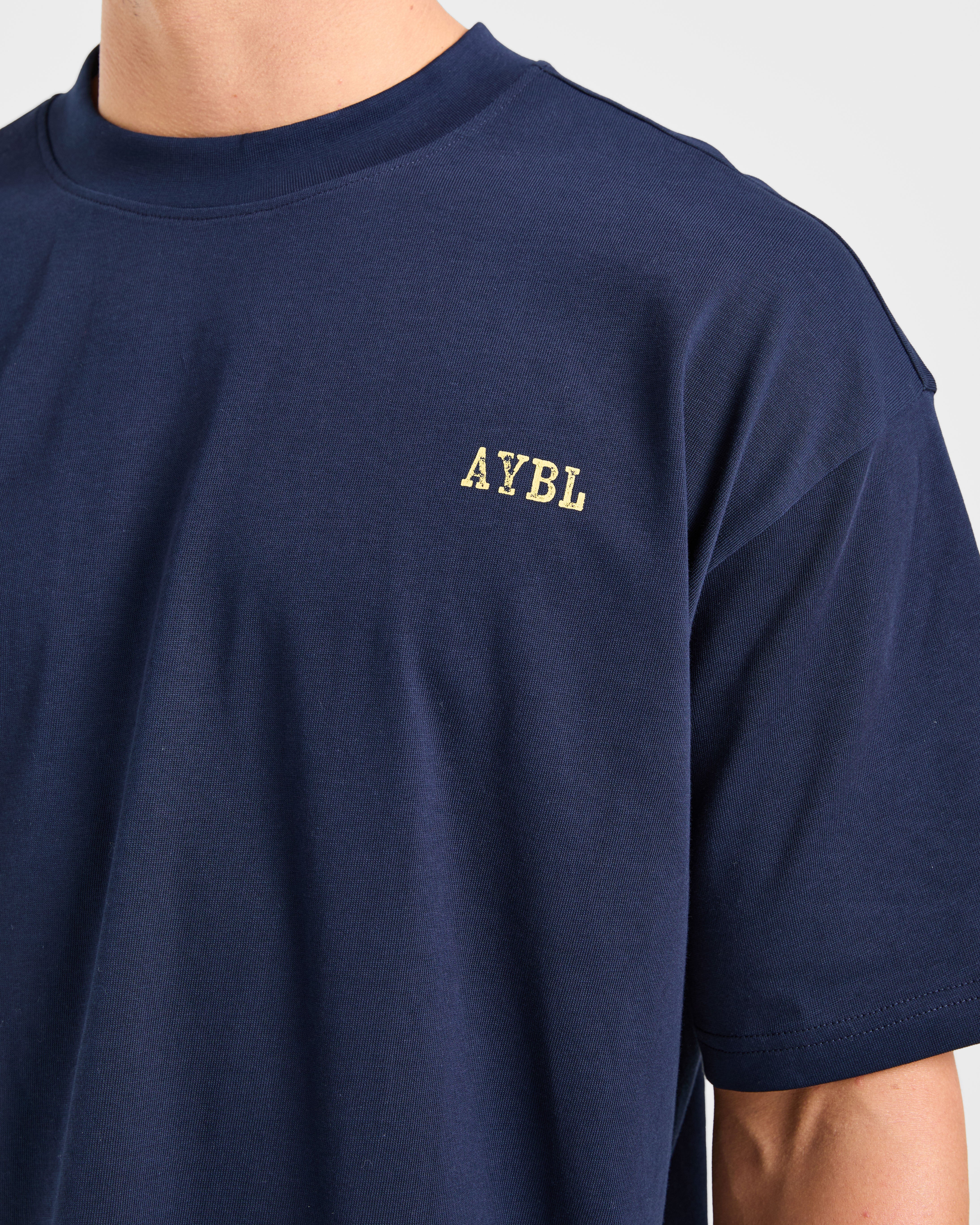 Lifting Essentials Oversized T Shirt - Navy/Jaune