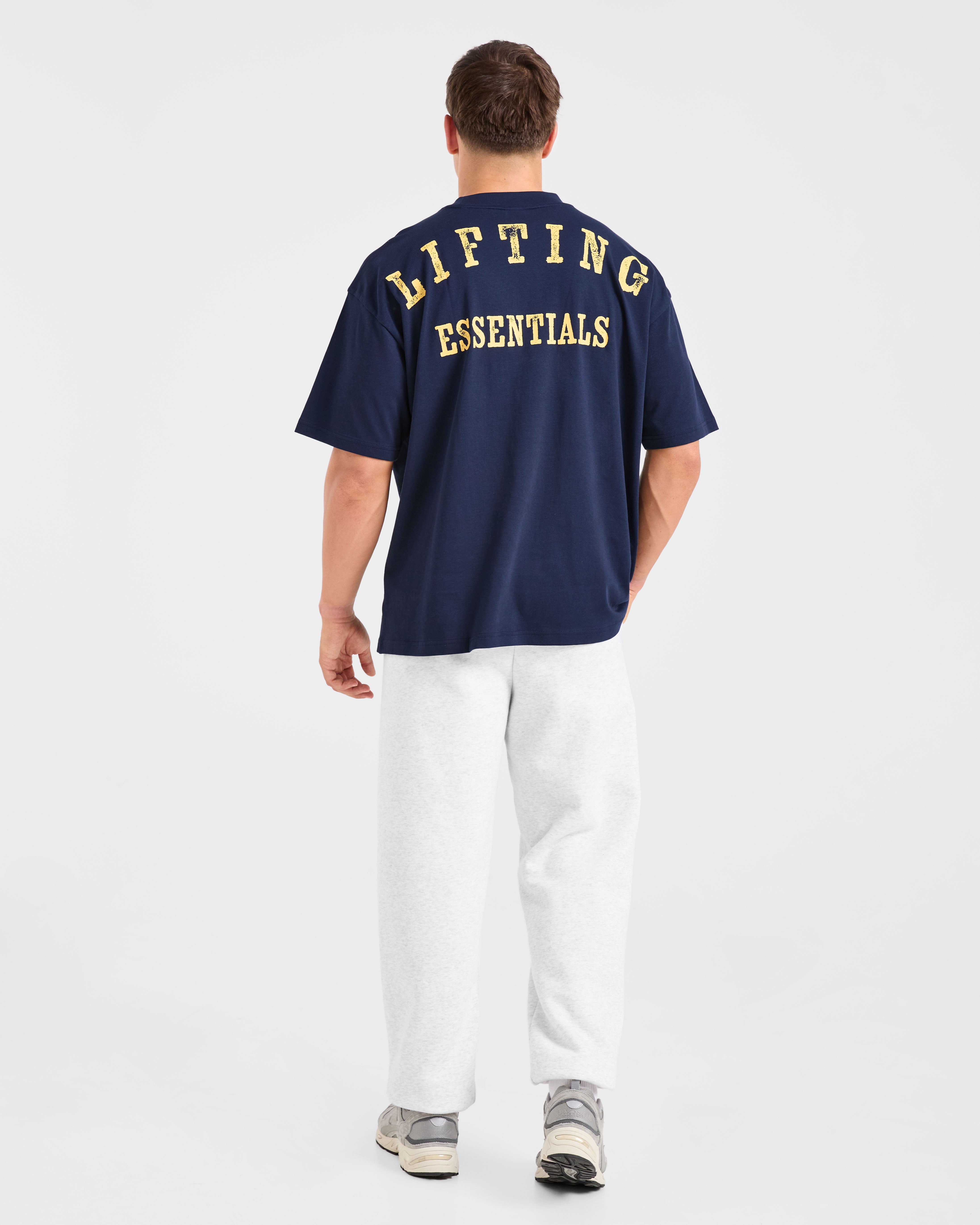Lifting Essentials Oversized T Shirt - Navy/Jaune