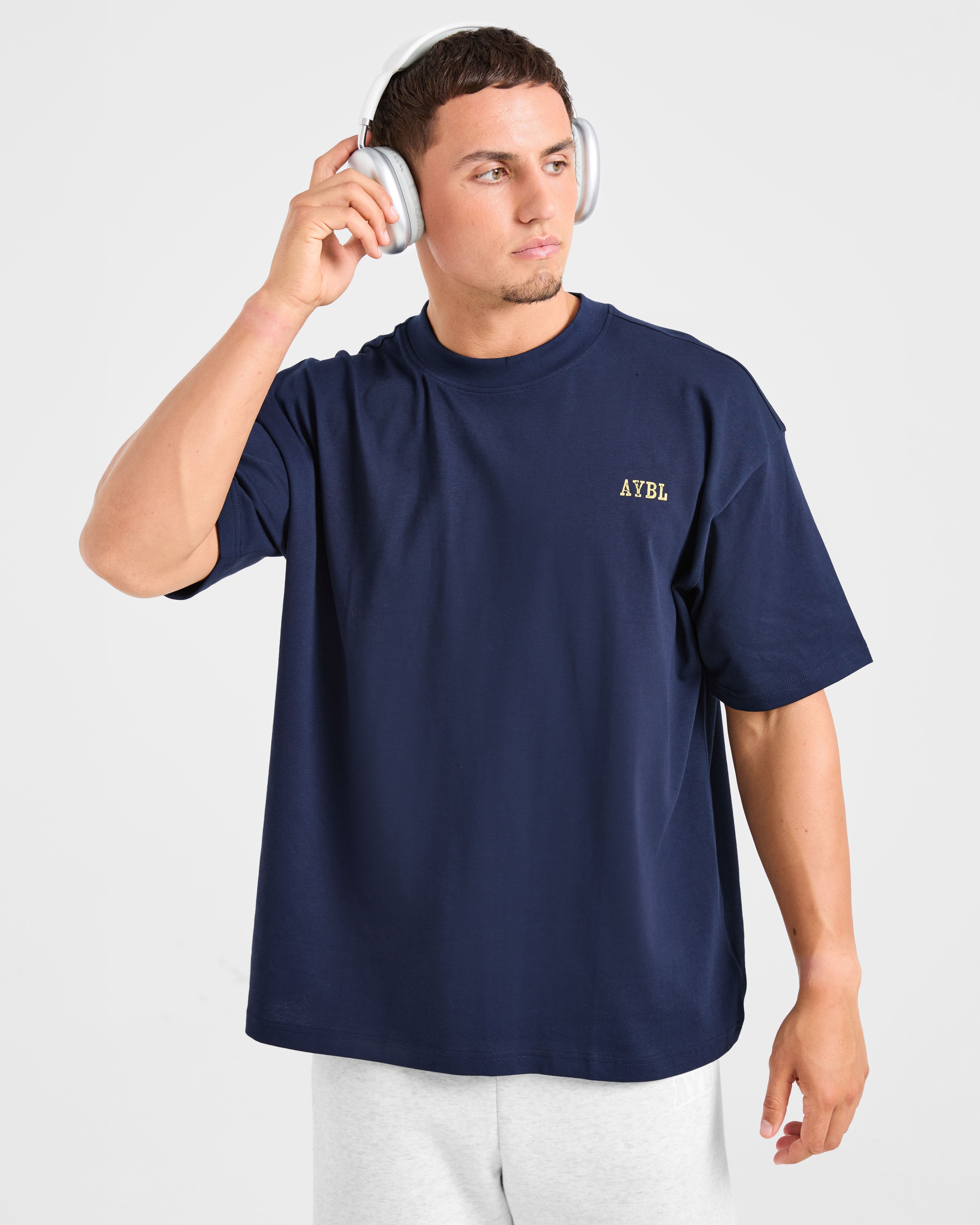 Lifting Essentials Oversized T Shirt - Navy/Jaune