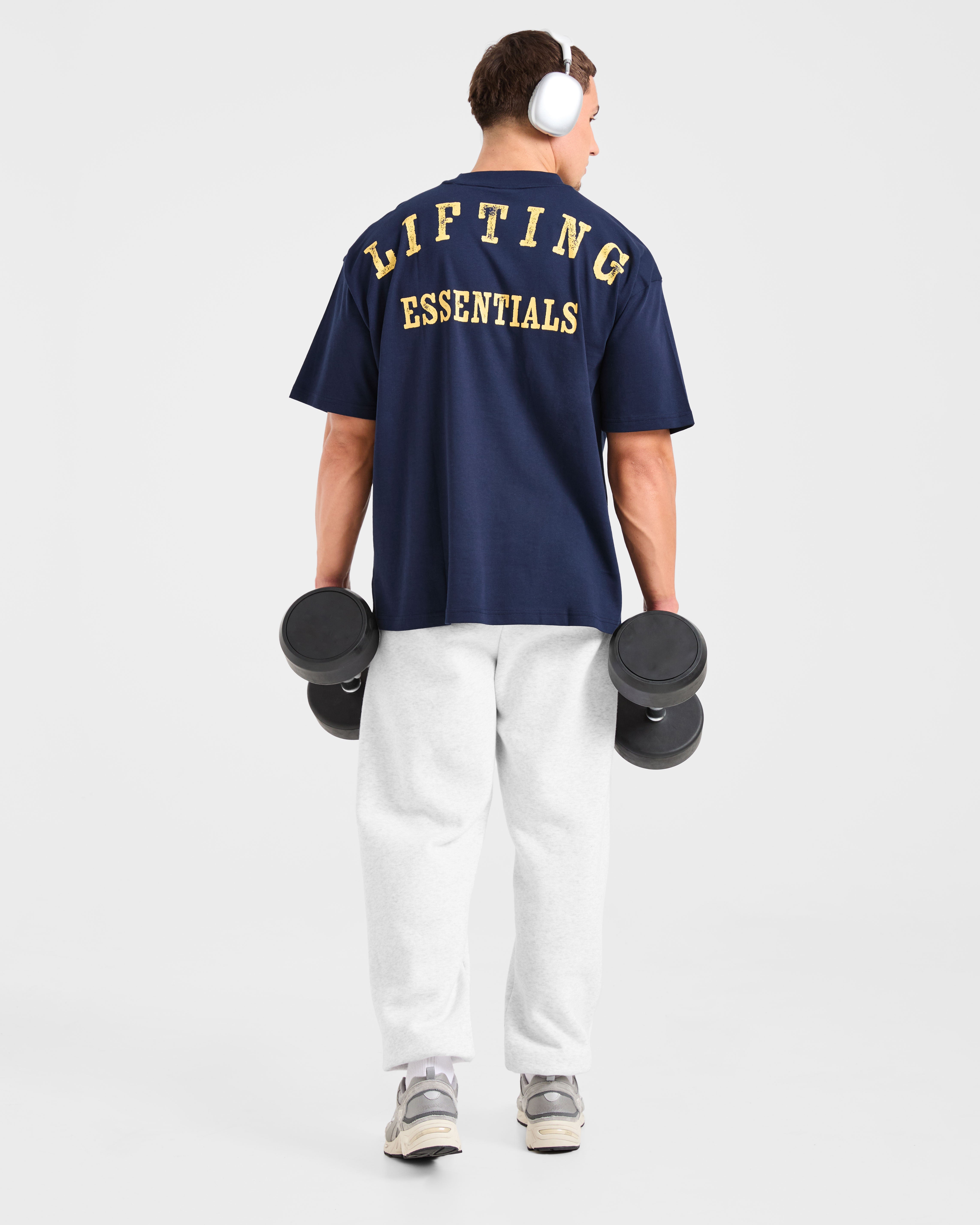 Lifting Essentials Oversized T Shirt - Navy/Jaune