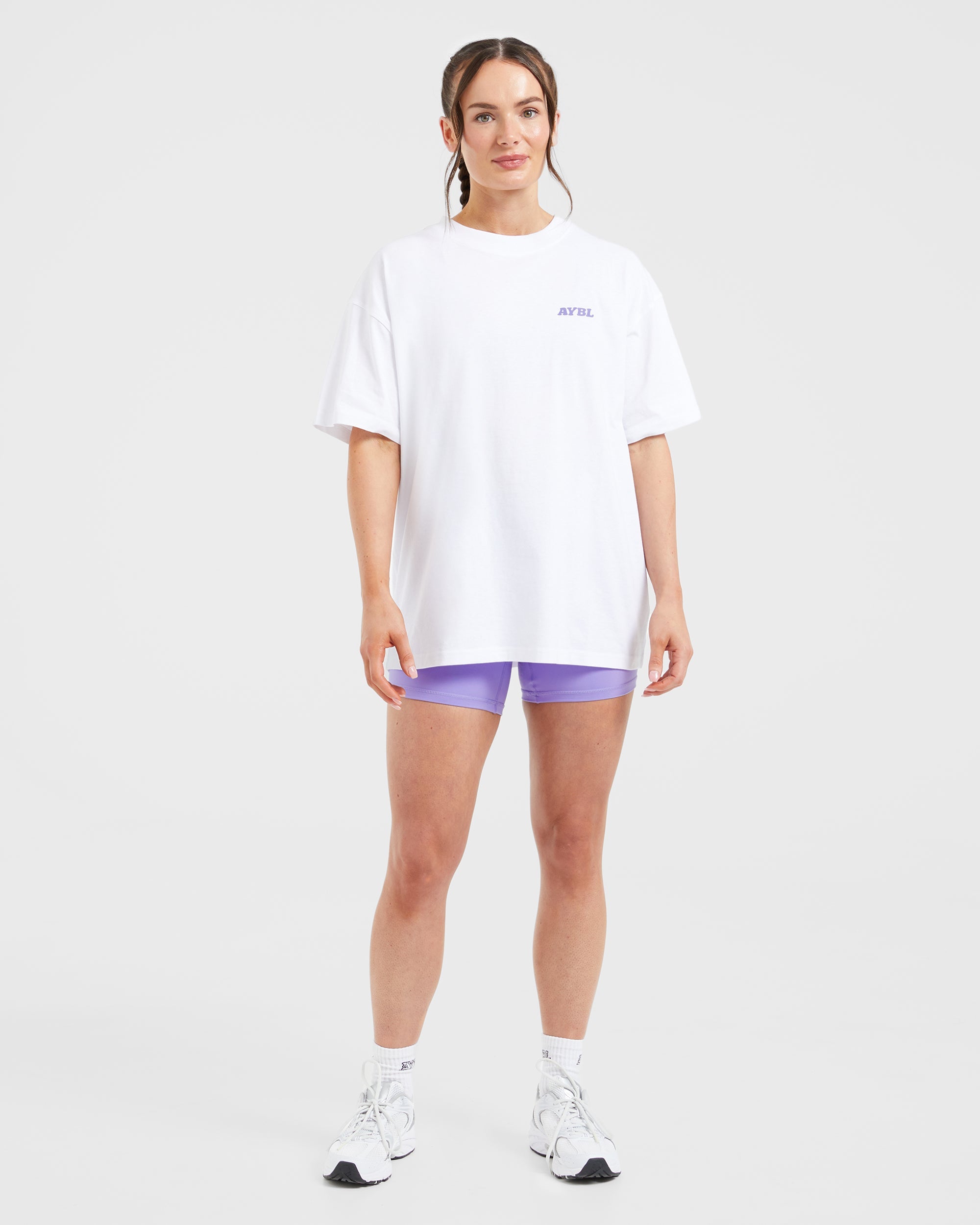 Stronger You Oversized T Shirt - Blanc/Violet