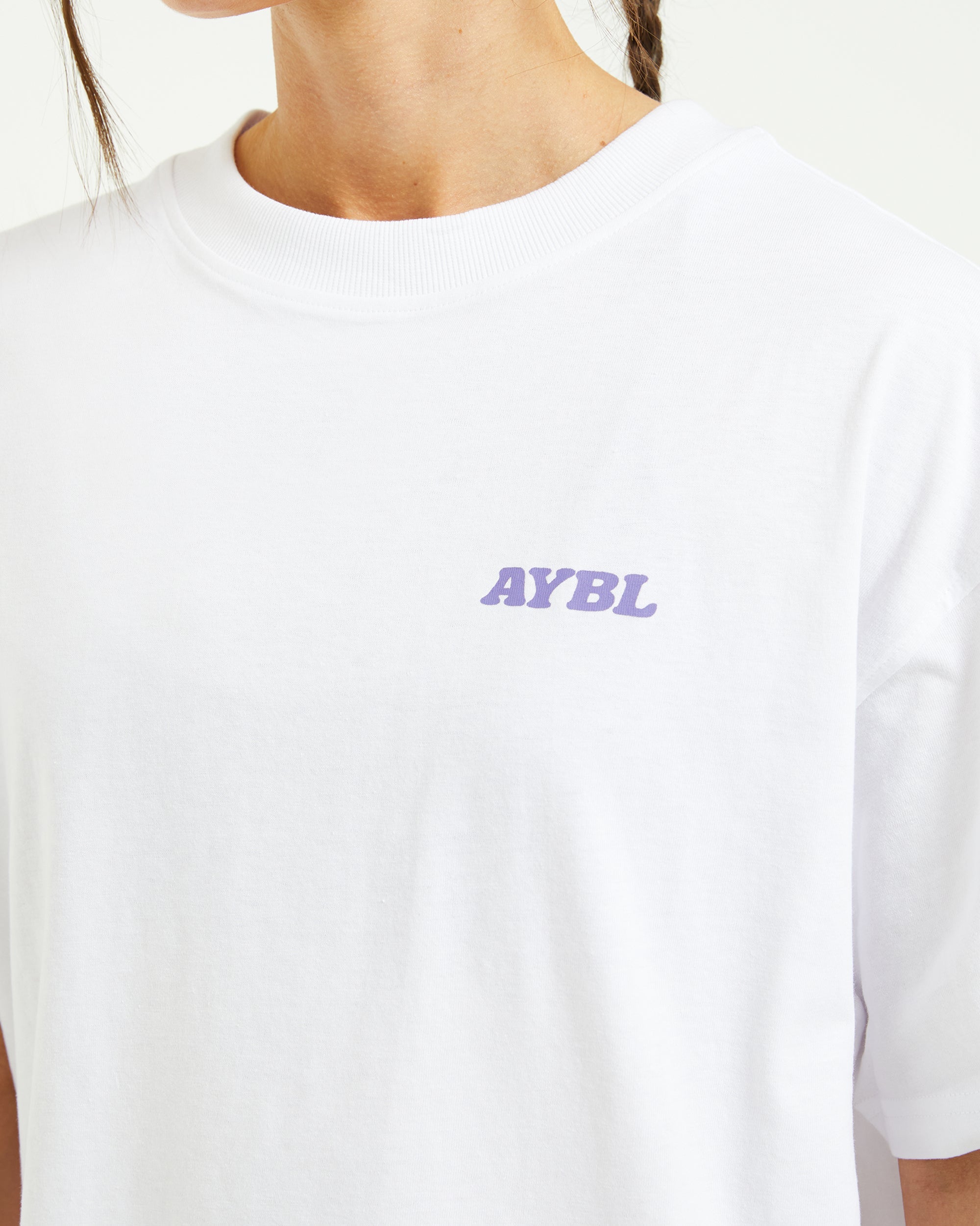 Stronger You Oversized T Shirt - Blanc/Violet