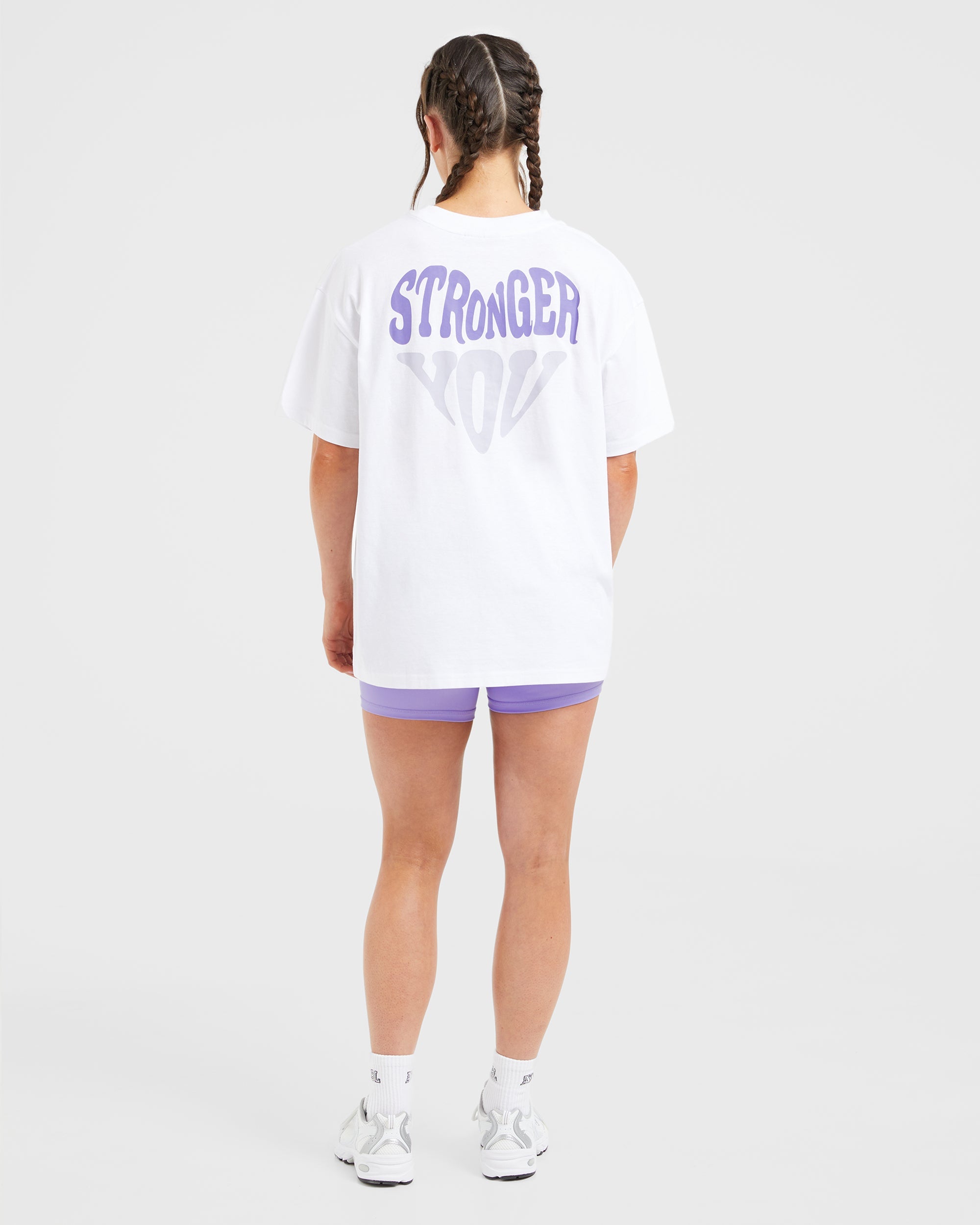 Stronger You Oversized T Shirt - Blanc/Violet