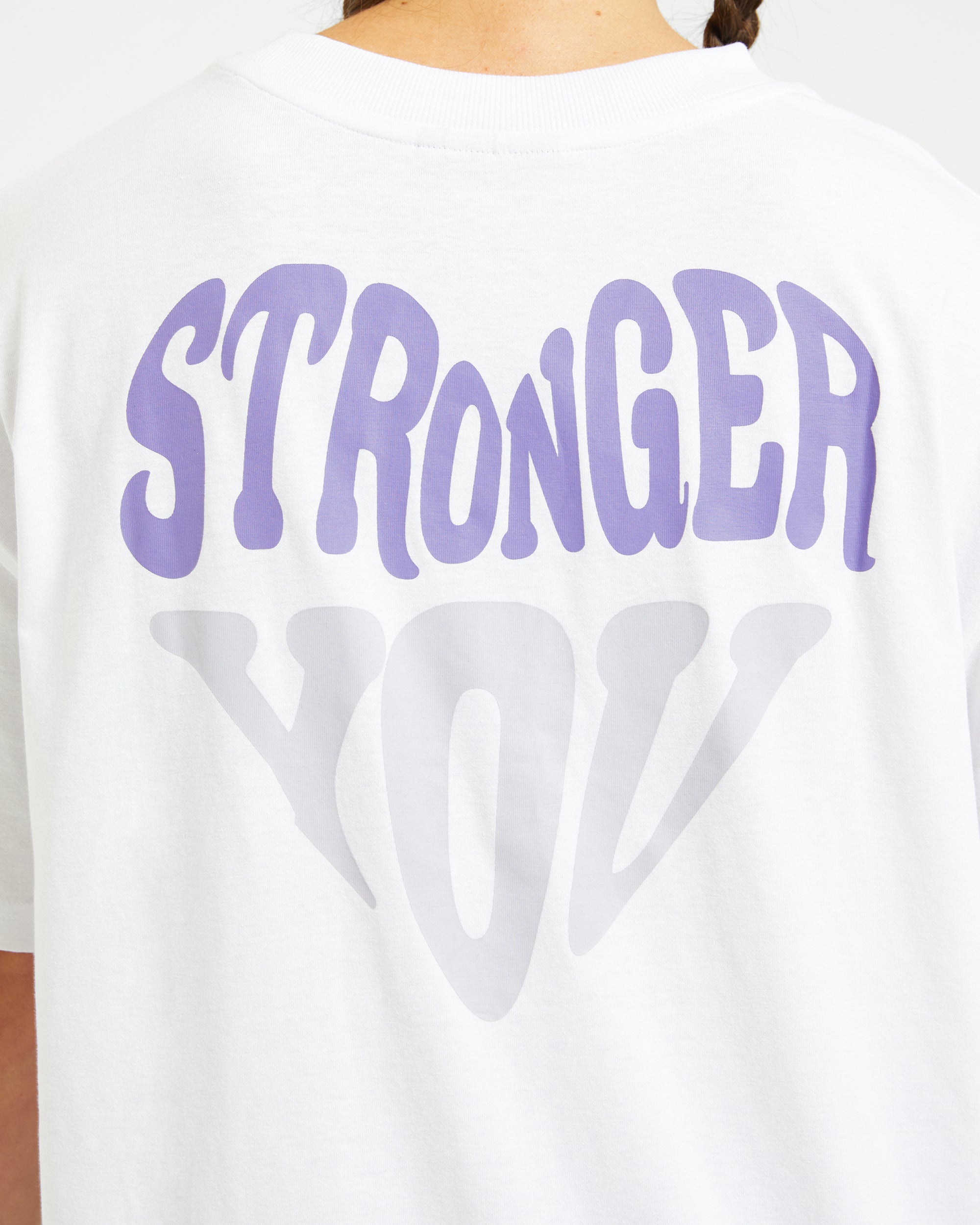 Stronger You Oversized T Shirt - Blanc/Violet