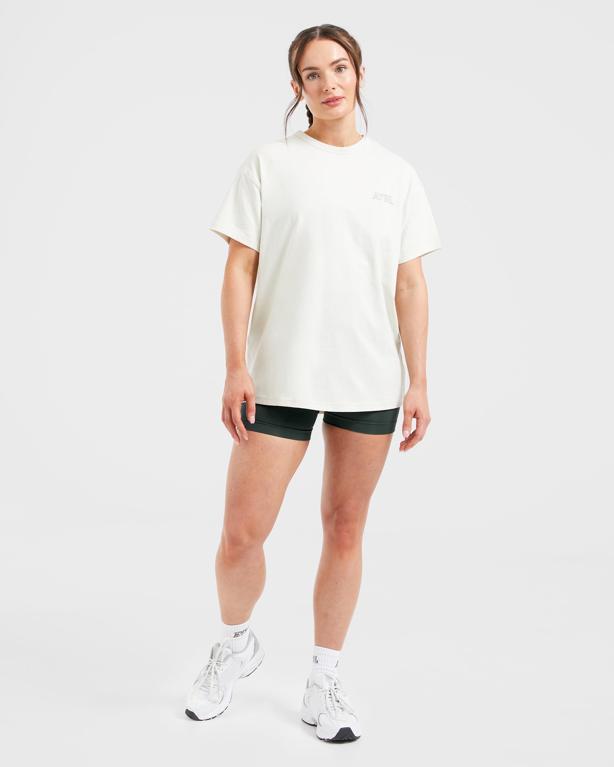 AYBL Athletics Oversized T Shirt - Off Blanc/Vert