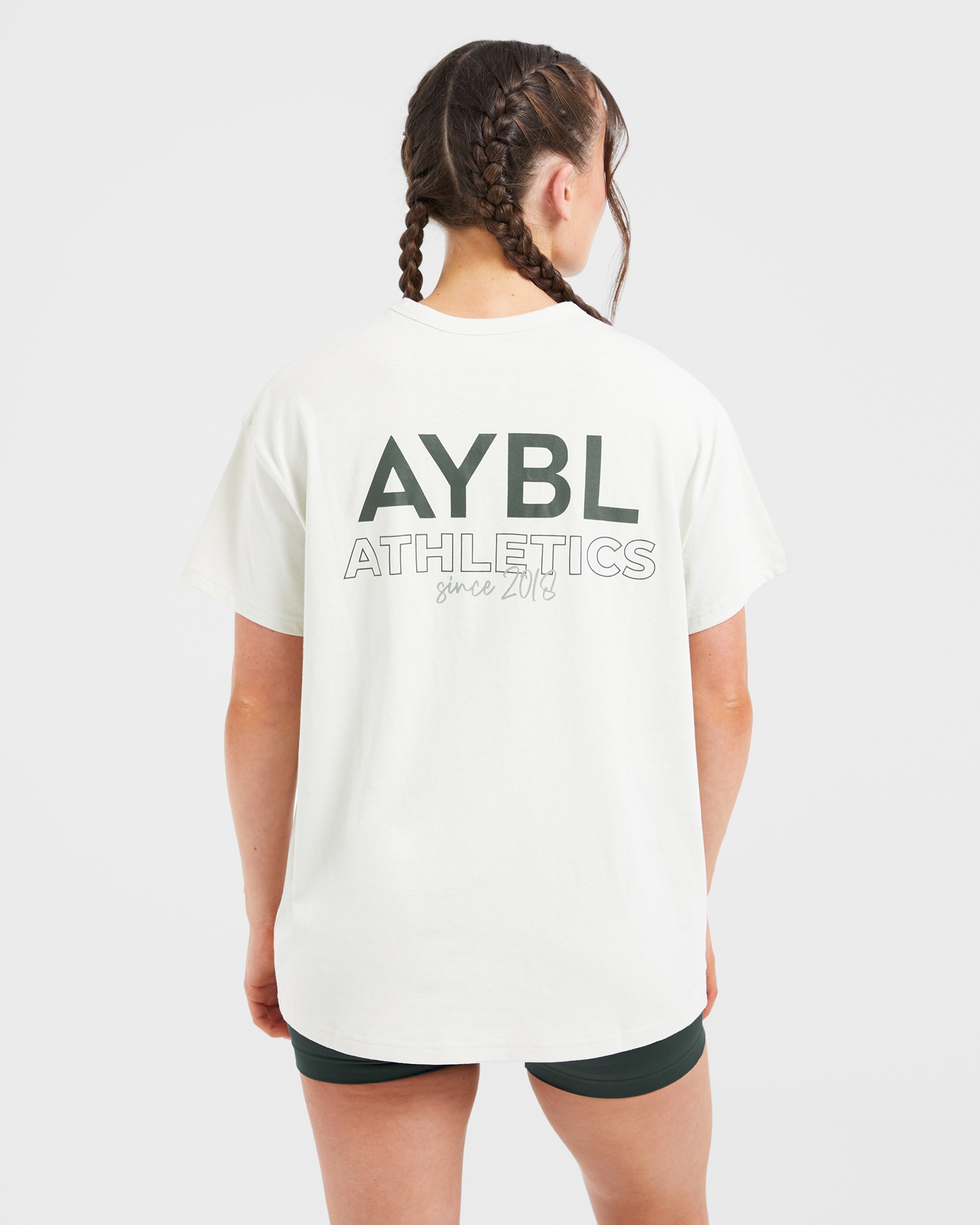 AYBL Athletics Oversized T Shirt - Off Blanc/Vert