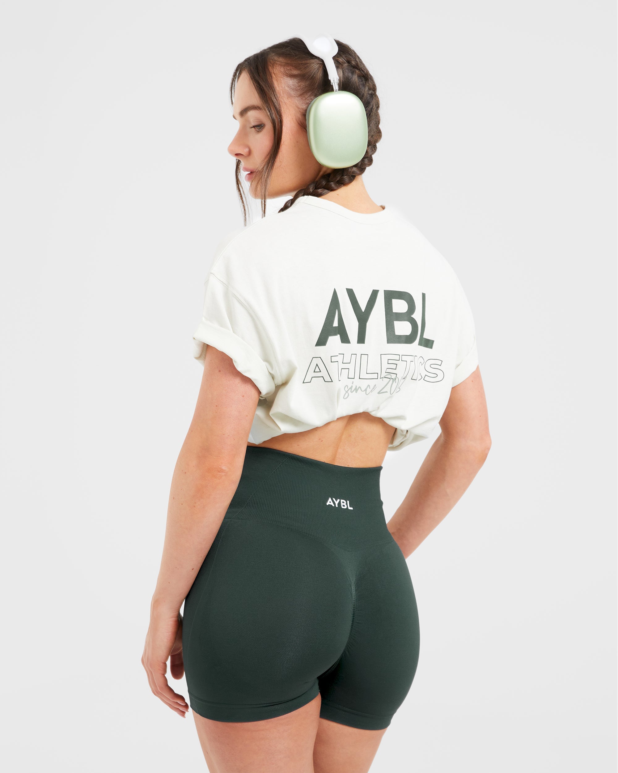 AYBL Athletics Oversized T Shirt - Off Blanc/Vert