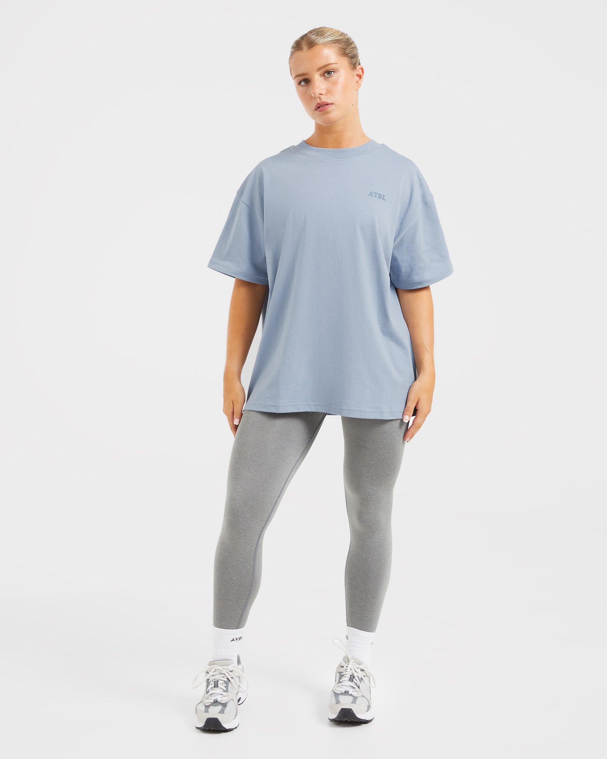 Sports Club Wavy Oversized T Shirt - Dusty Bleu