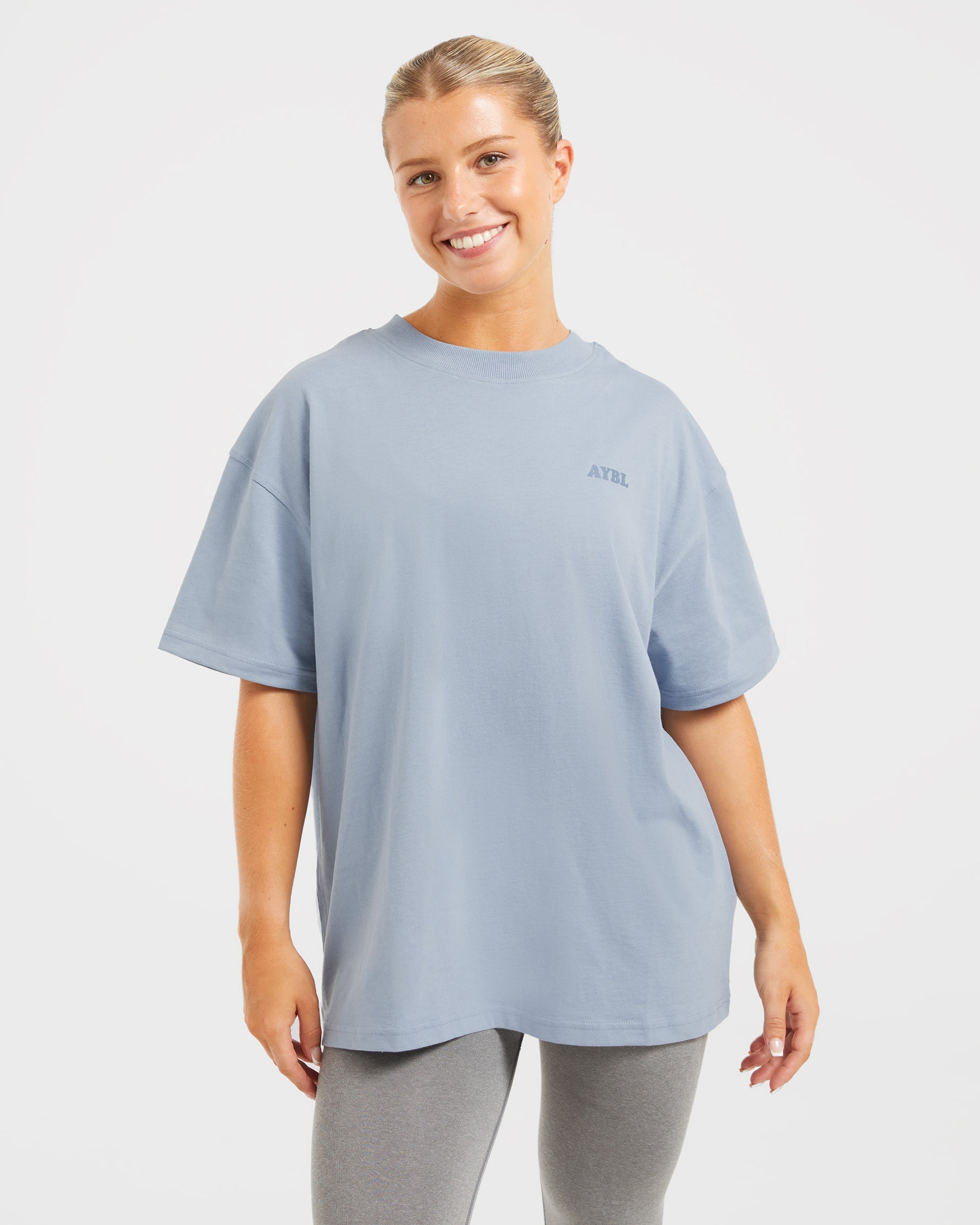 Sports Club Wavy Oversized T Shirt - Dusty Bleu