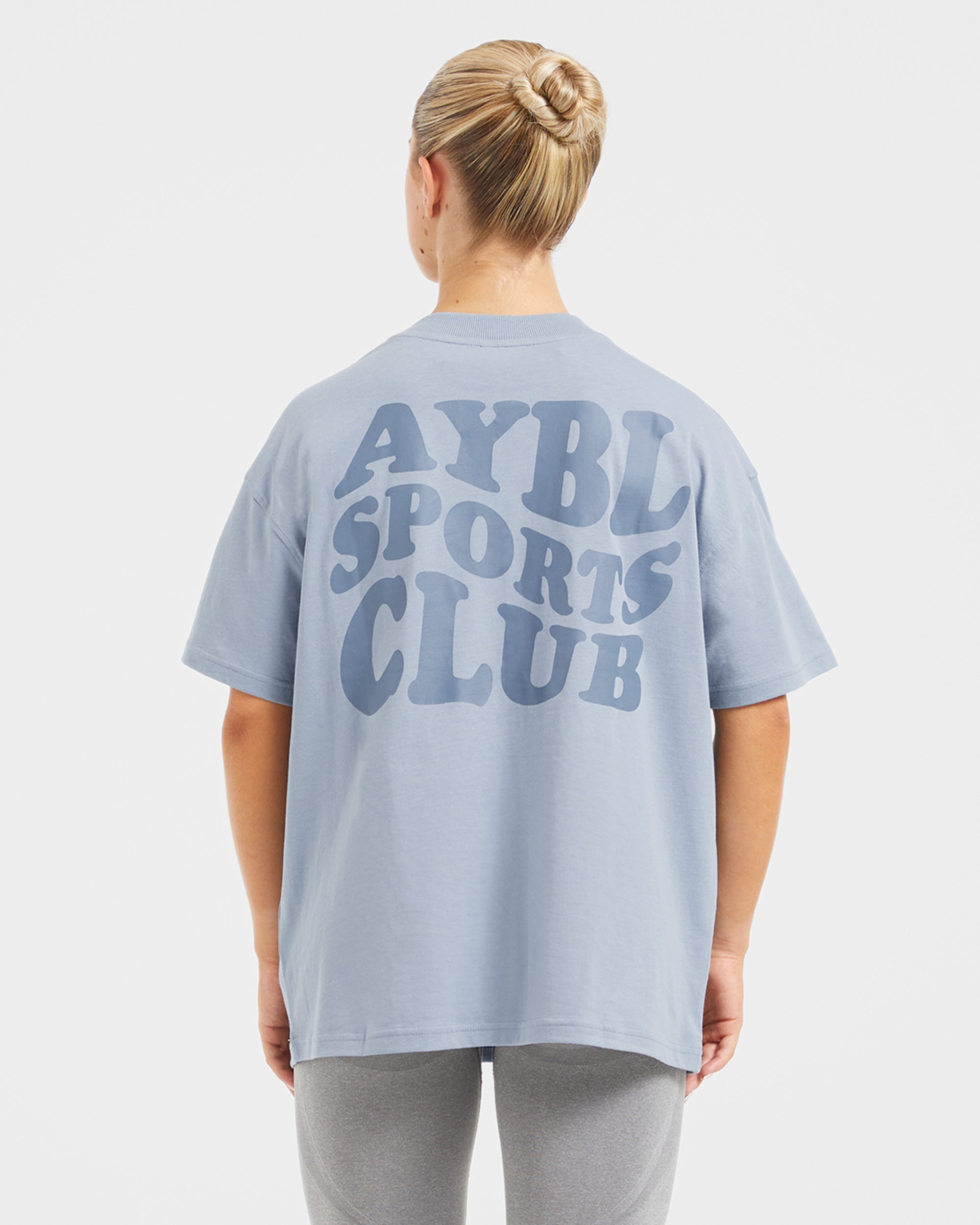 Sports Club Wavy Oversized T Shirt - Dusty Bleu