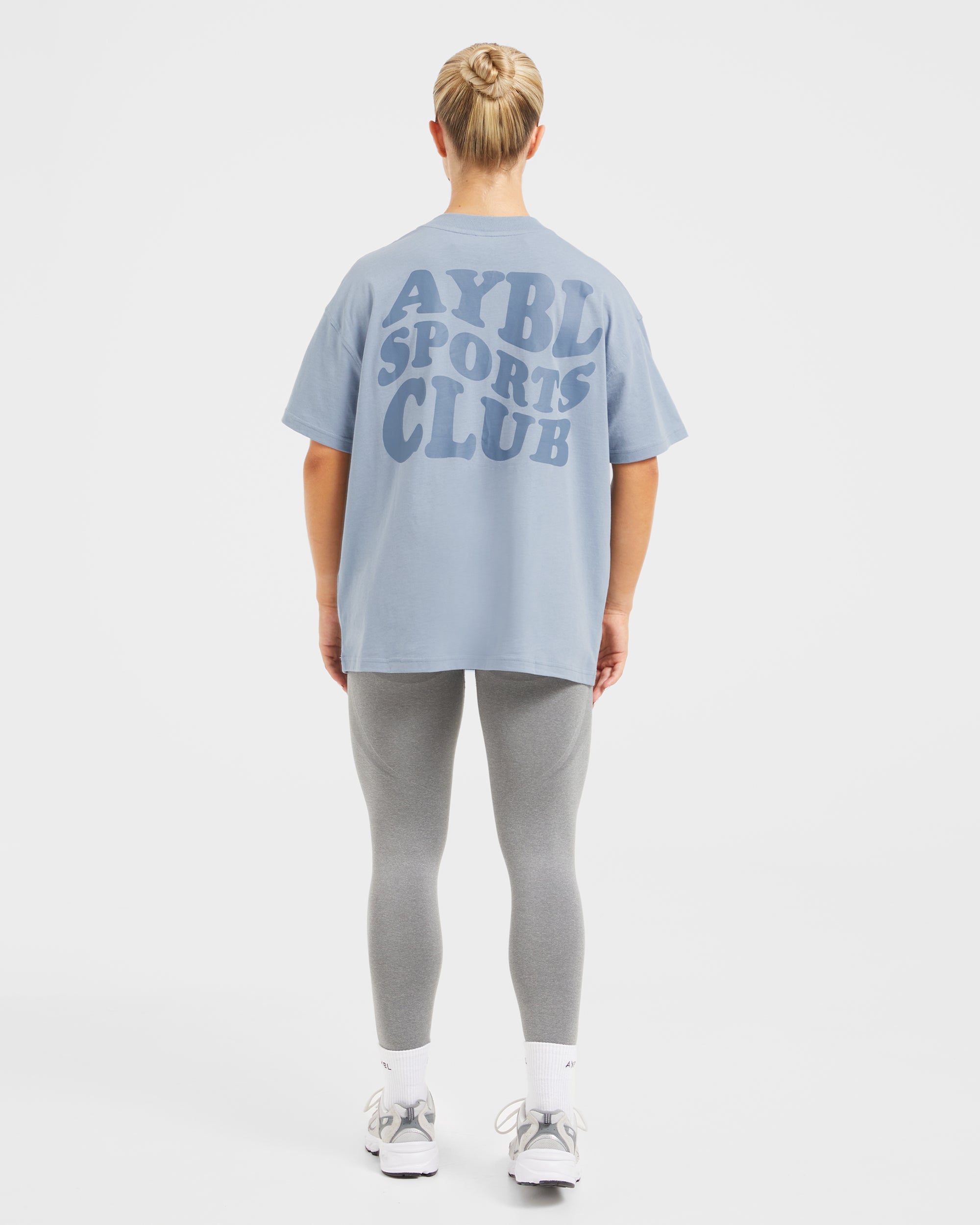 Sports Club Wavy Oversized T Shirt - Dusty Bleu