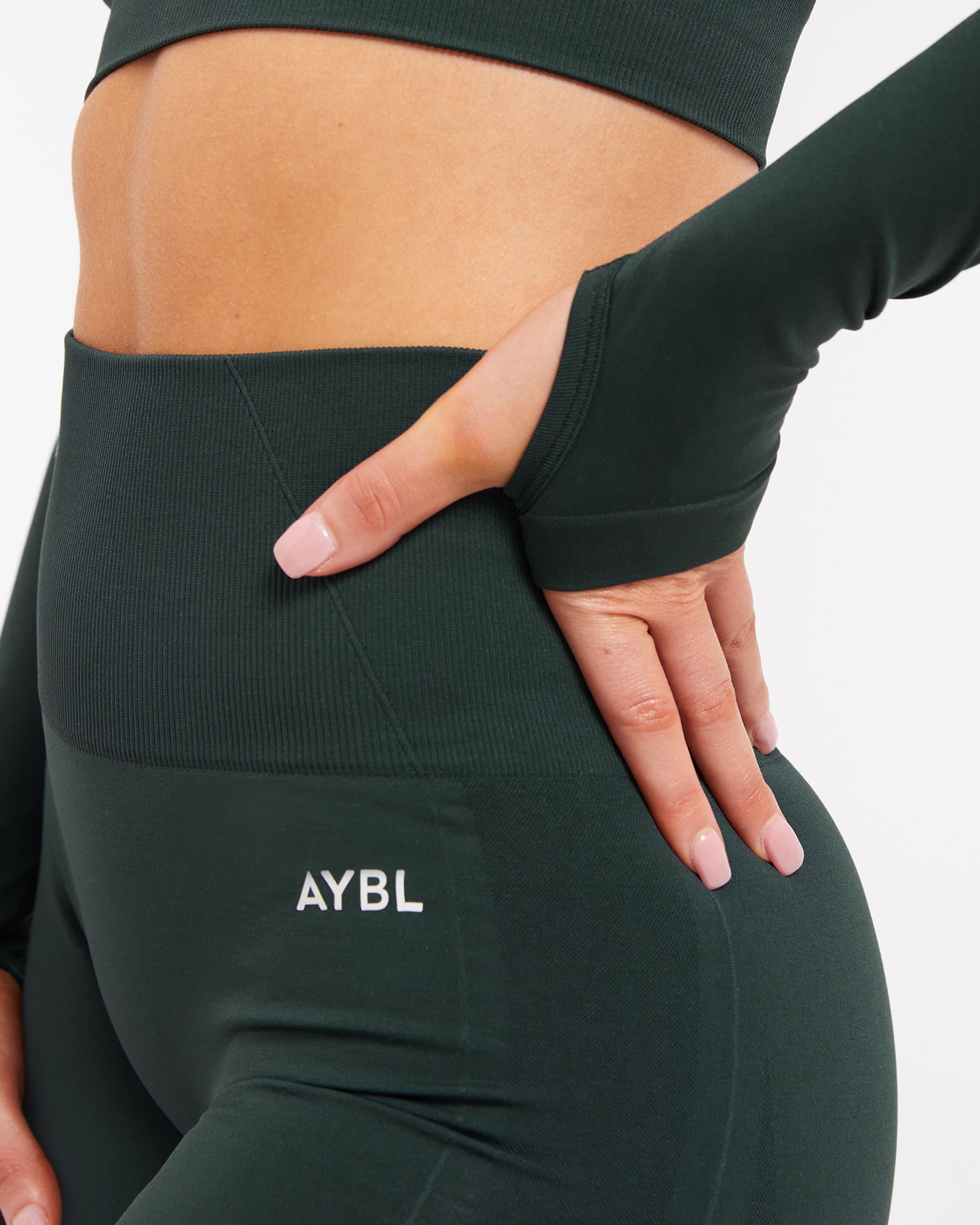 Empower Seamless Long Sleeve Crop Top - Dark Vert