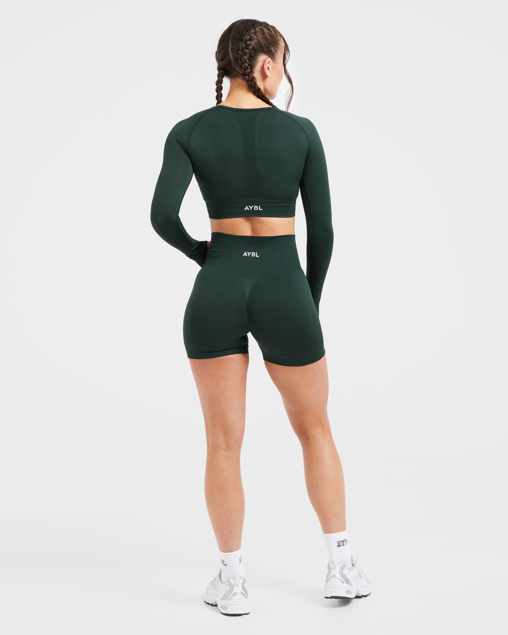 Empower Seamless Long Sleeve Crop Top - Dark Vert