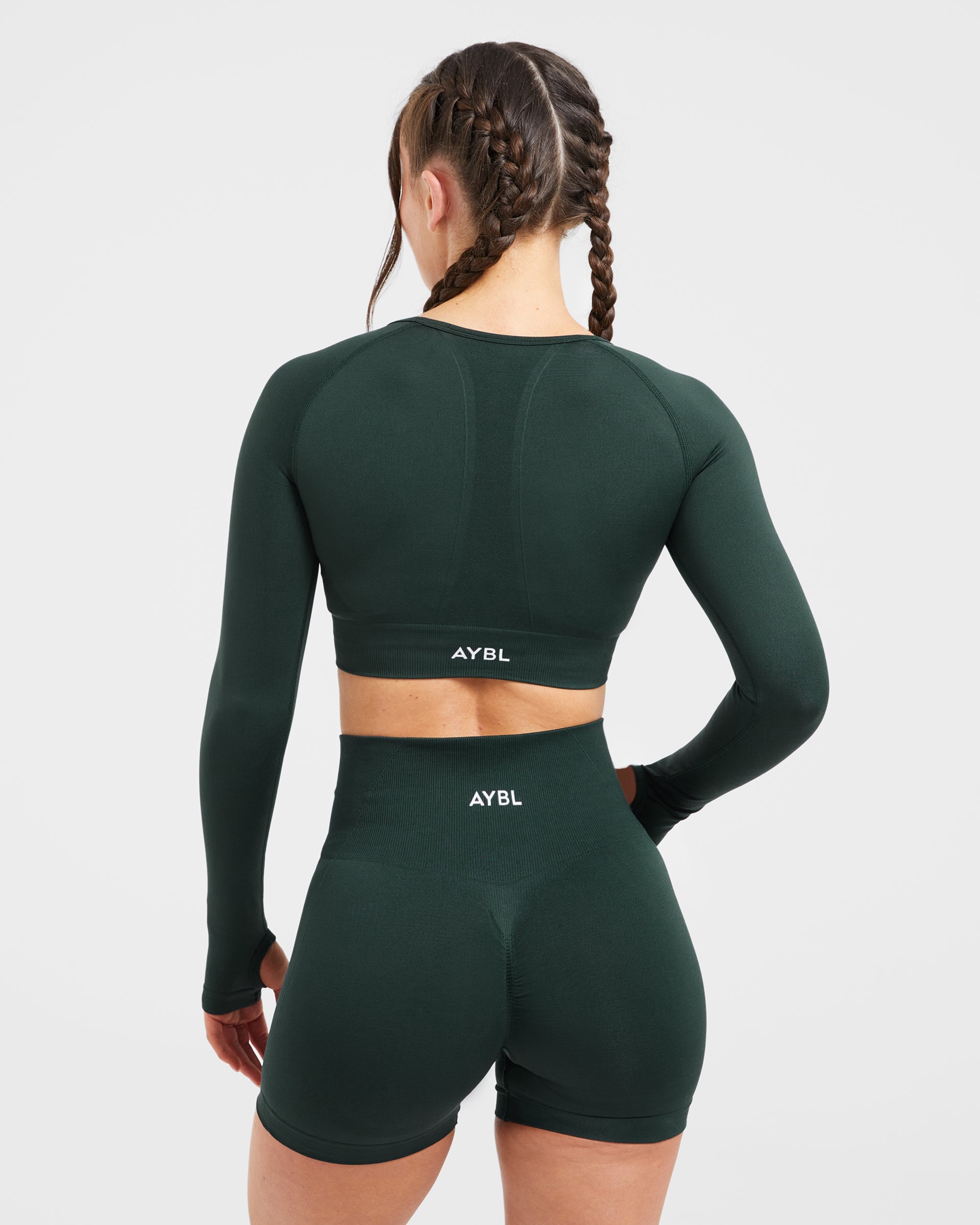 Empower Seamless Long Sleeve Crop Top - Dark Vert