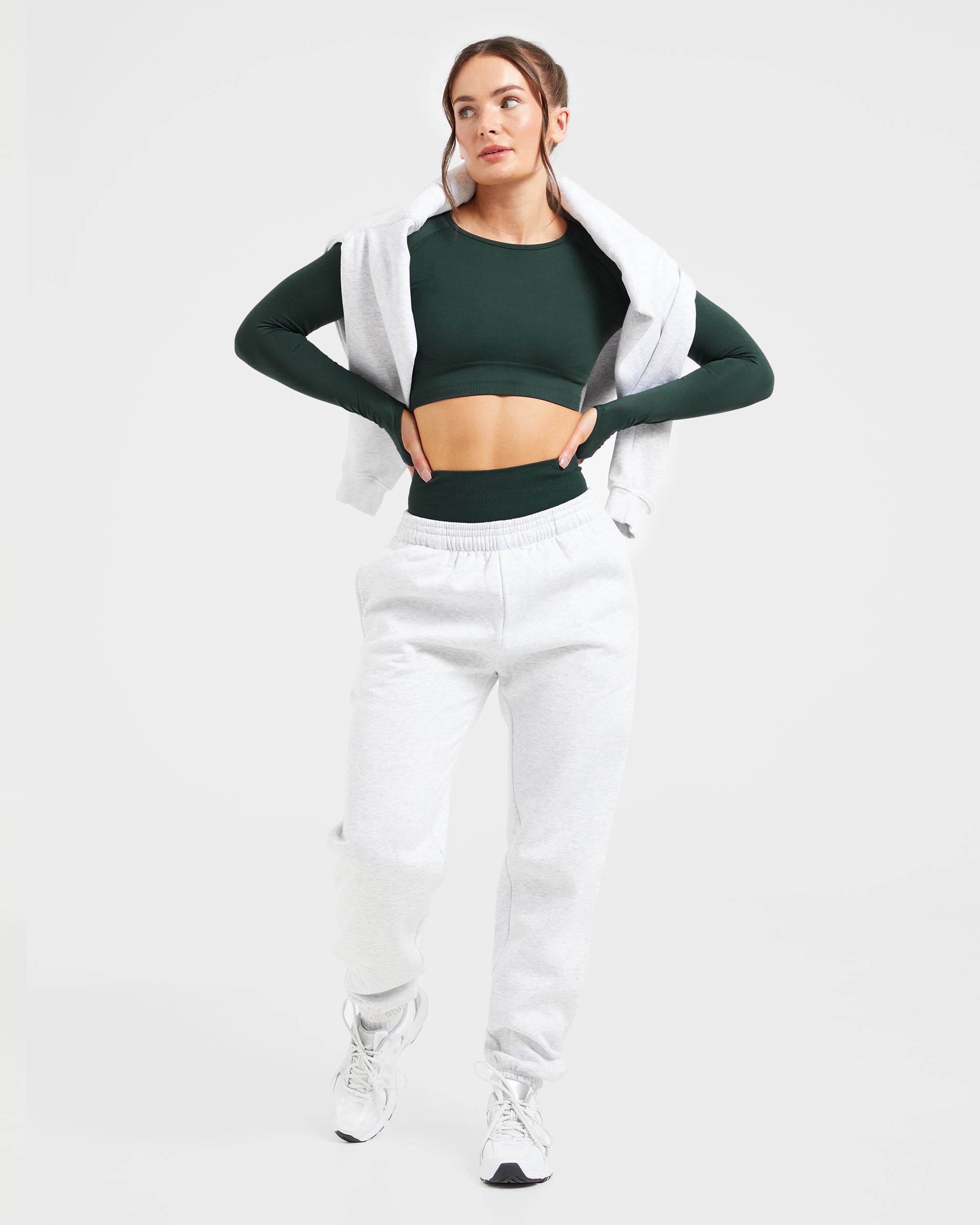 Empower Seamless Long Sleeve Crop Top - Dark Vert