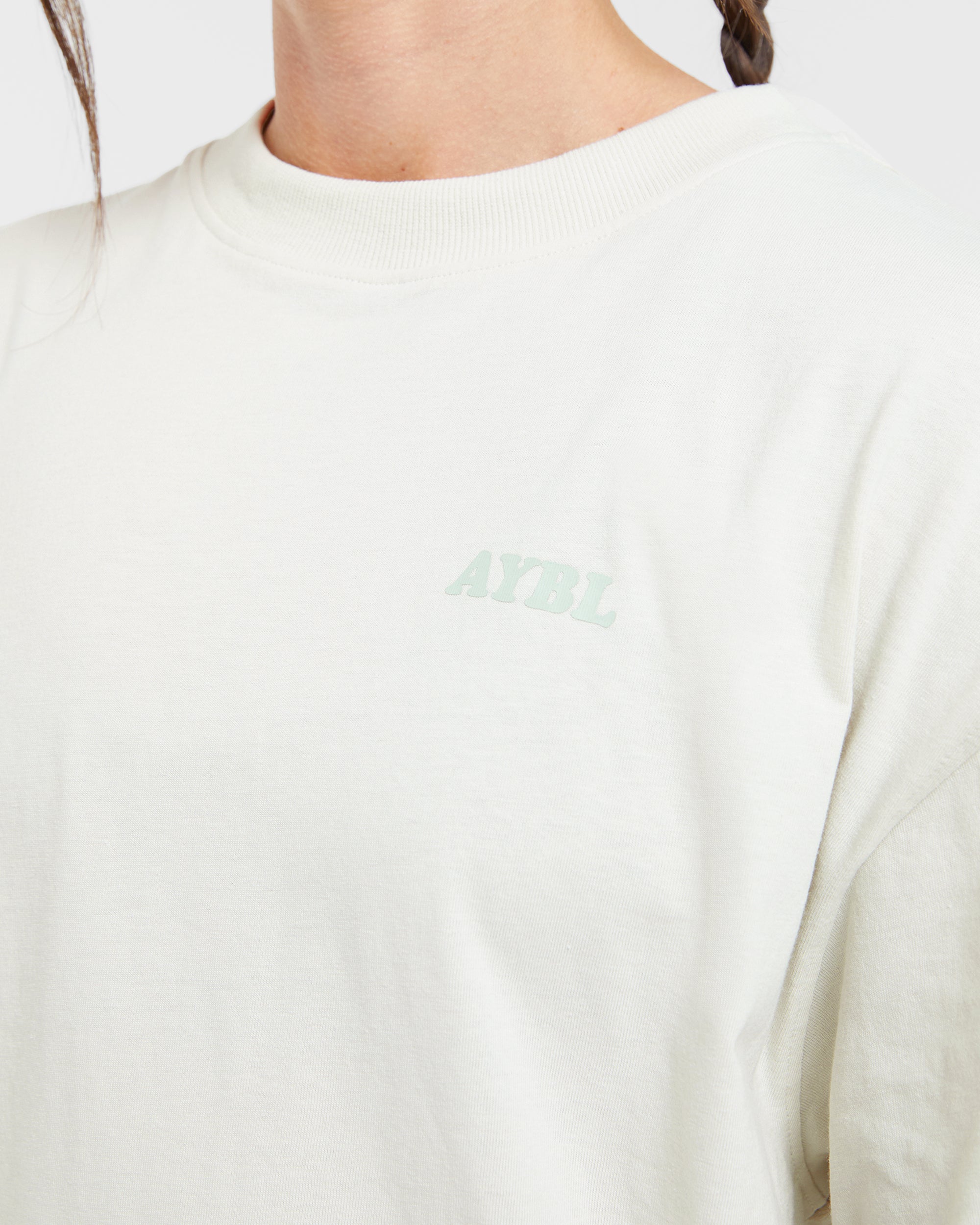 Sports Club Wavy Oversized T Shirt - Off Blanc/Vert