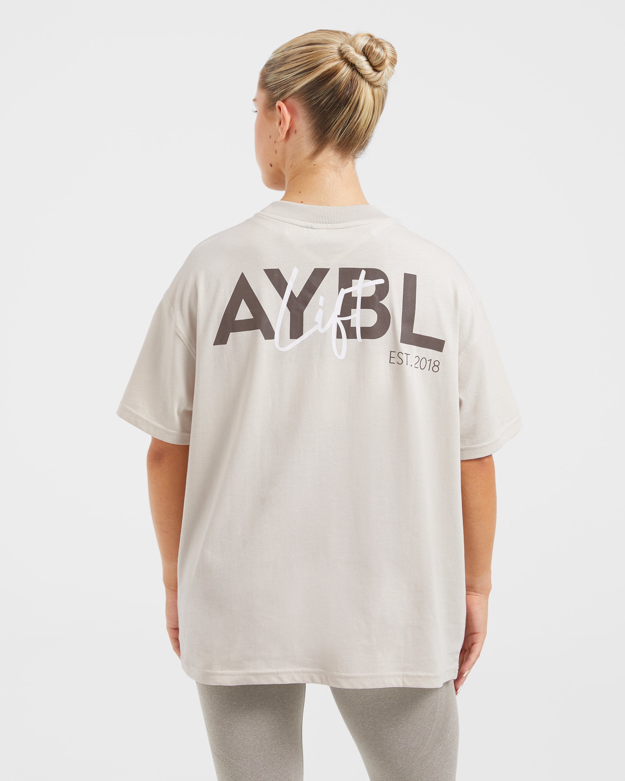 Lift Graphic Oversized T Shirt - Beige