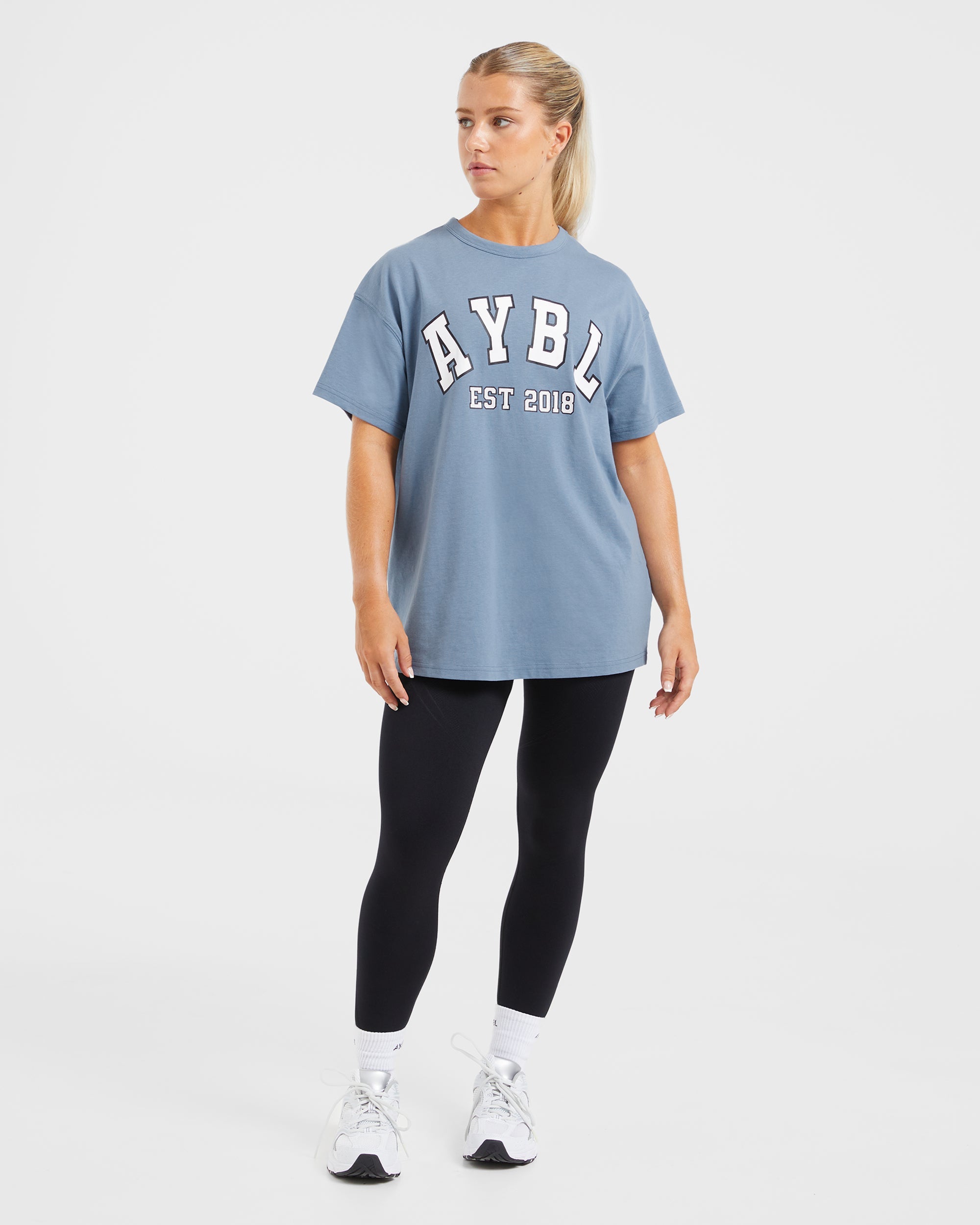 Varsity Oversized T Shirt - Bleu