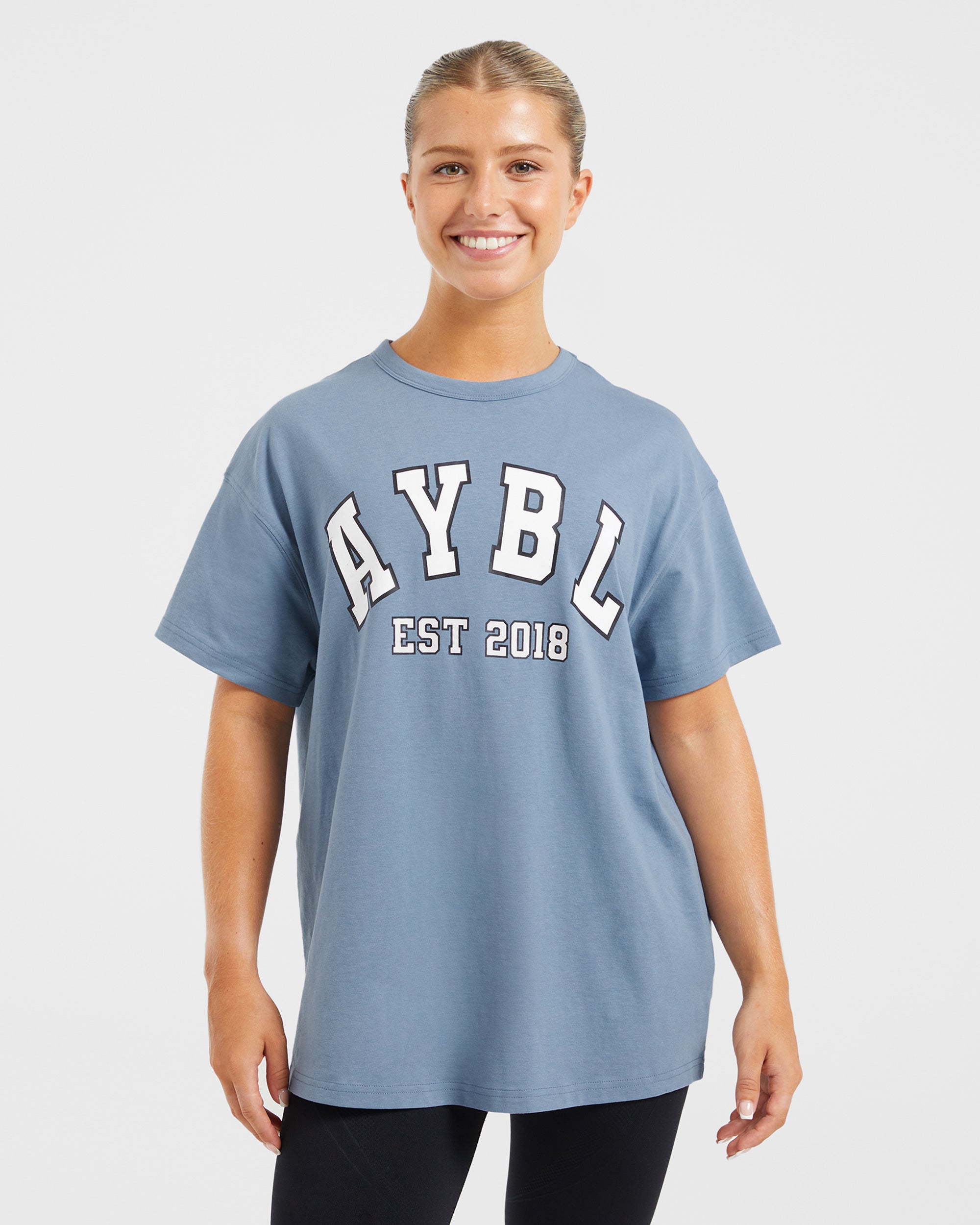 Varsity Oversized T Shirt - Bleu