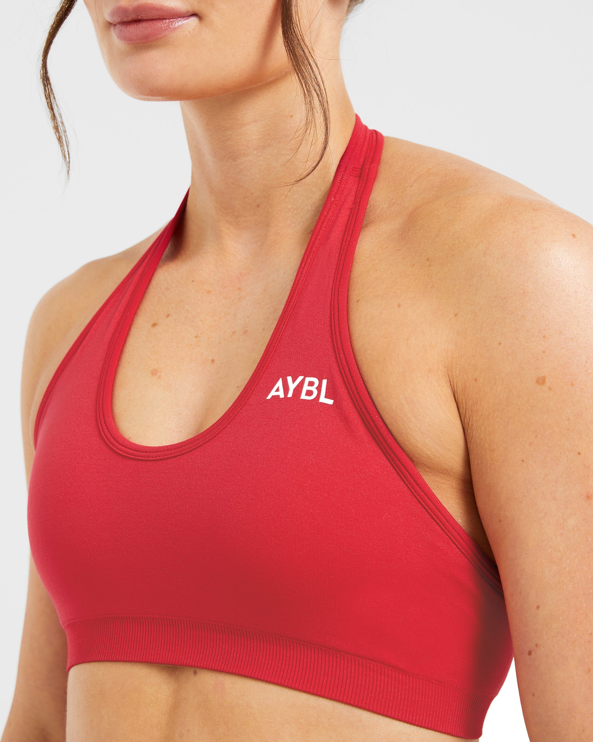 Essential Seamless Halterneck Sports Bra - Rouge