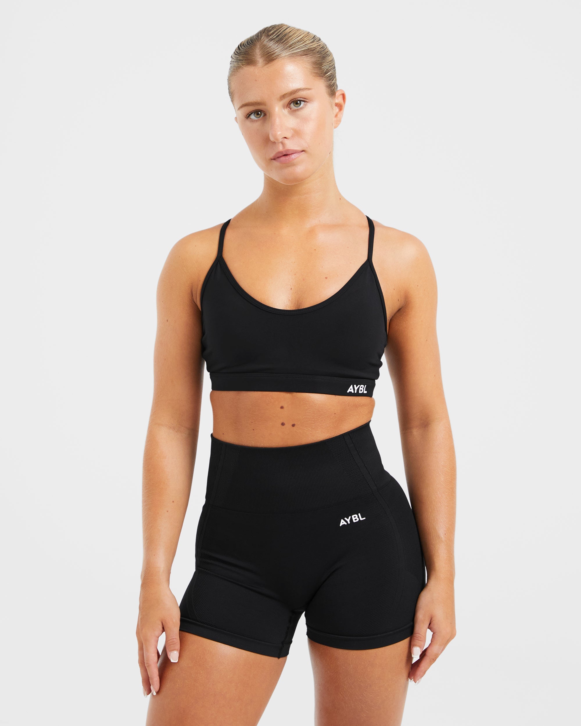 Essential V Neck Sports Bra - Noir