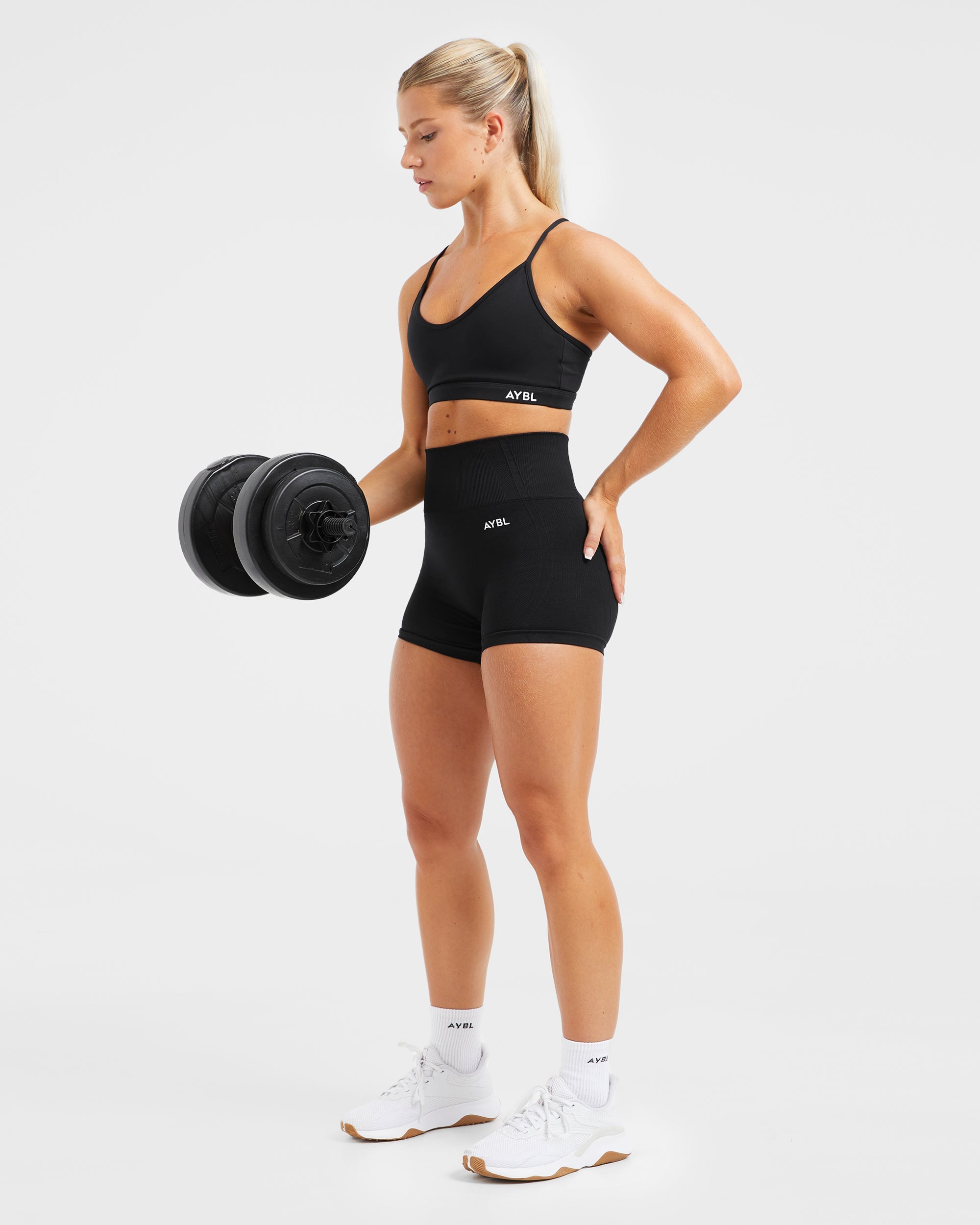 Essential V Neck Sports Bra - Noir
