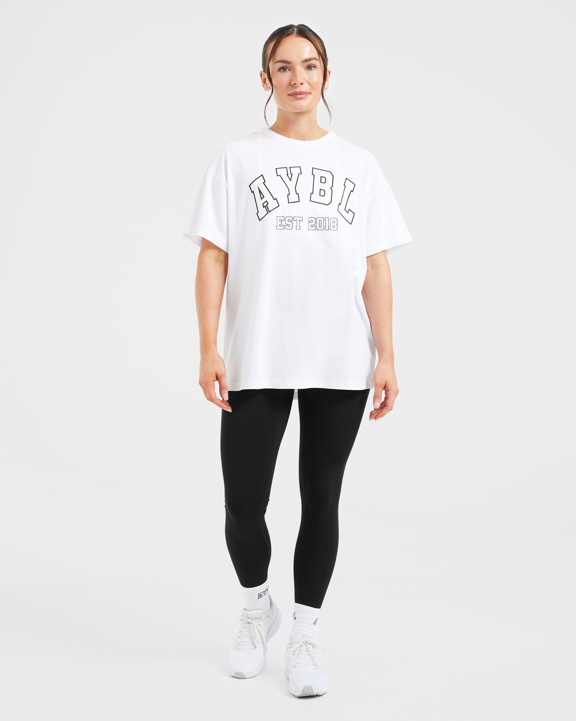 Varsity Oversized T Shirt - Blanc