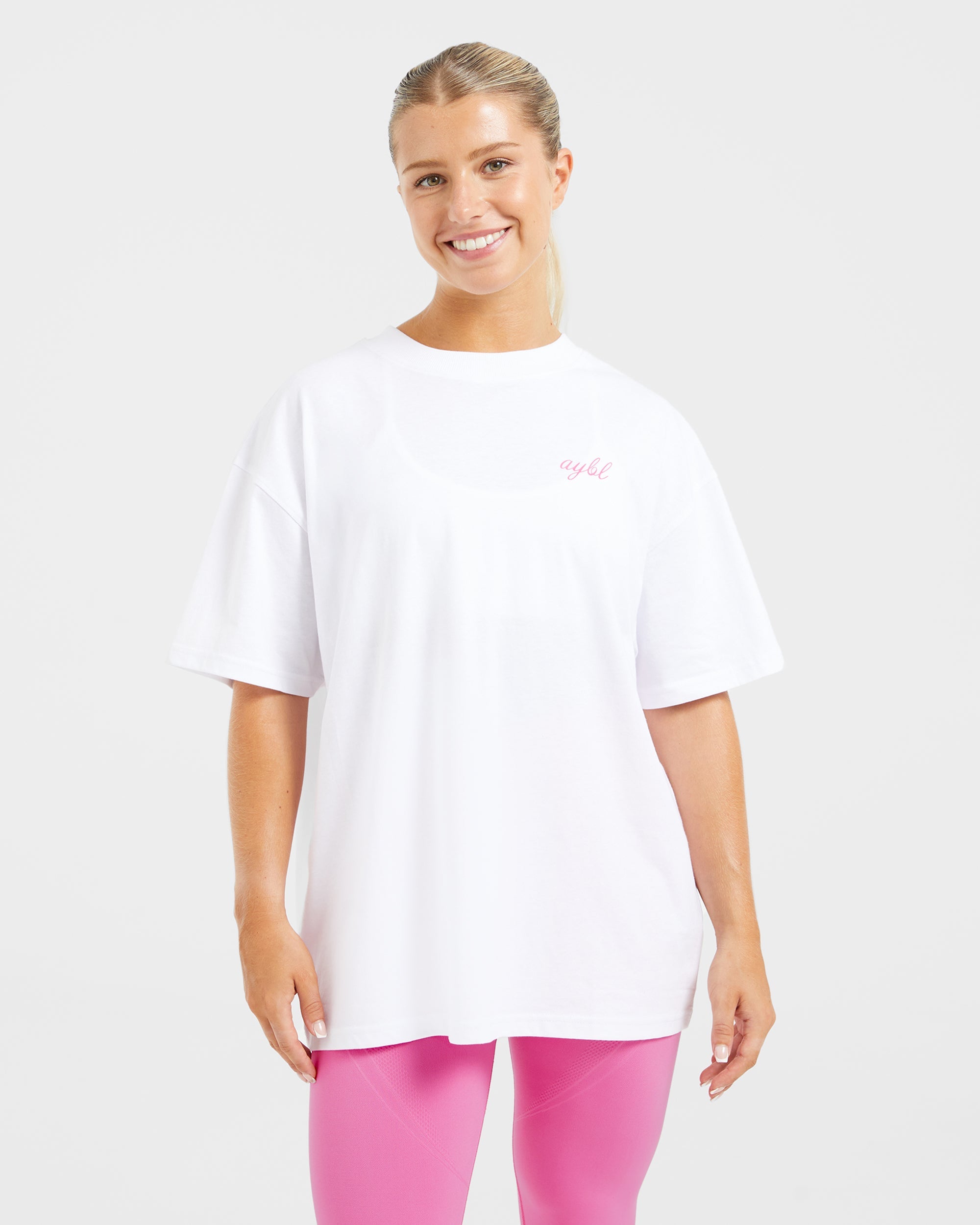 Manifest Oversized T Shirt - Blanc/Rose