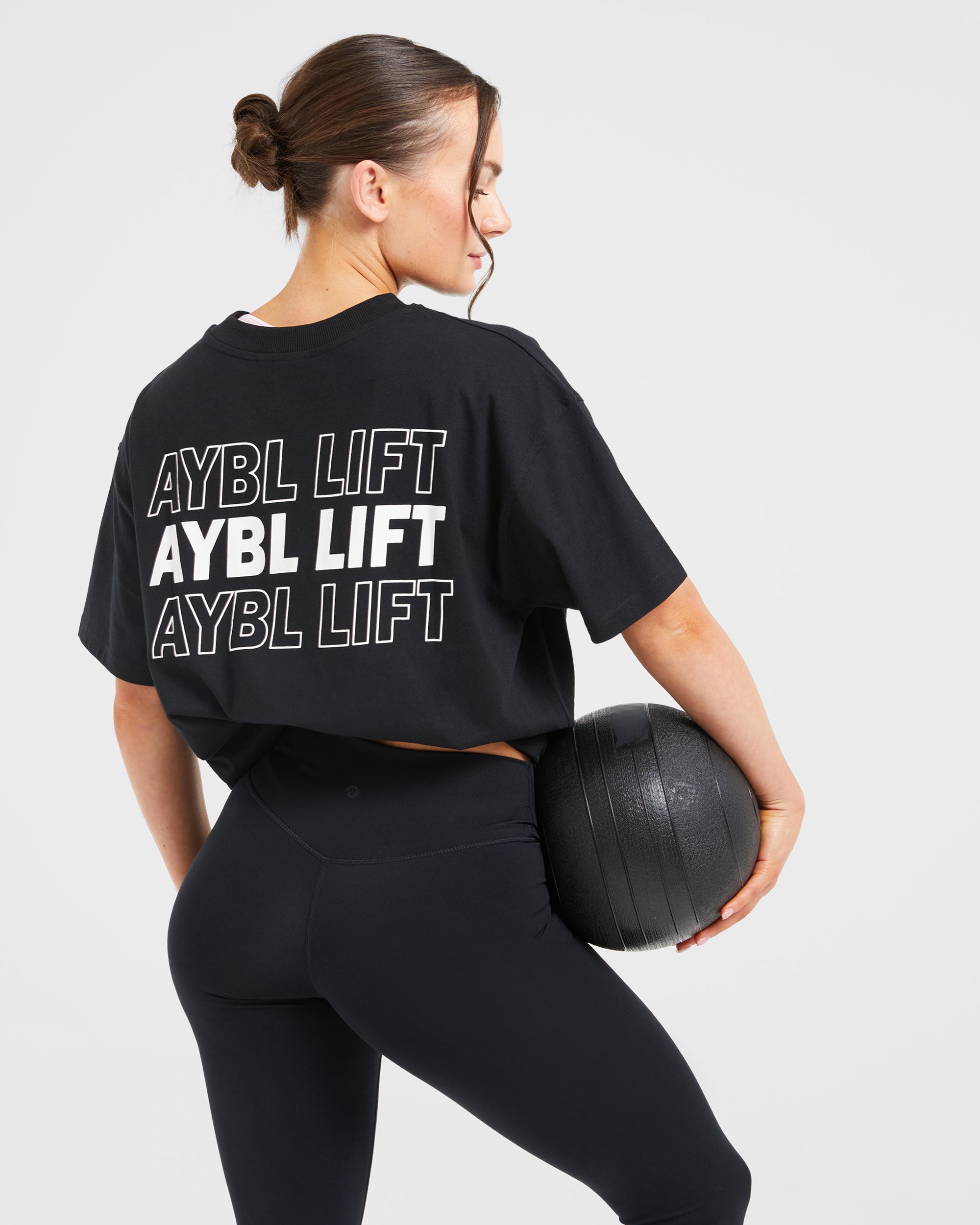 AYBL Lift Italic Oversized T Shirt - Noir