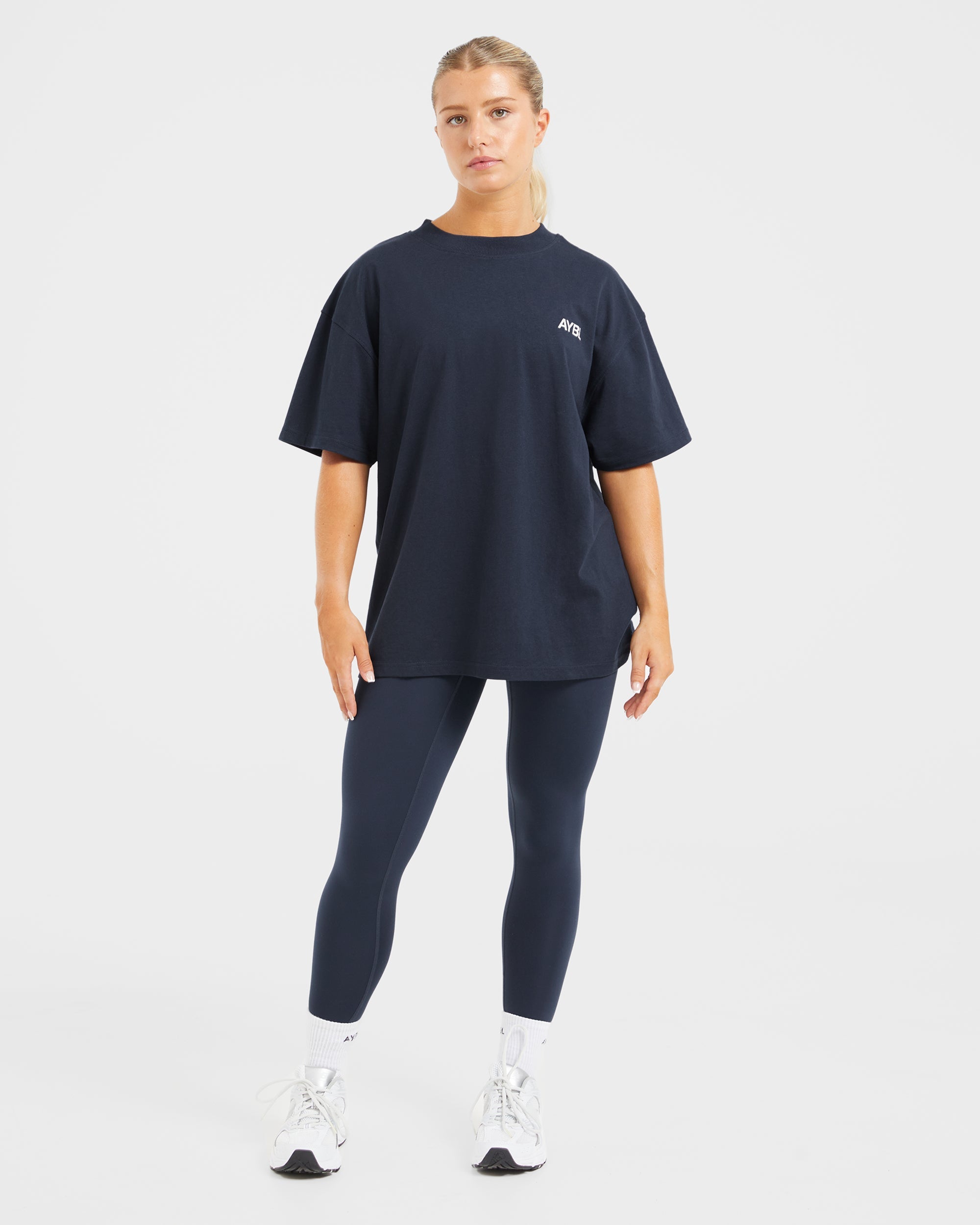 AYBL Sports Club Oversized T Shirt - Navy/Off Blanc