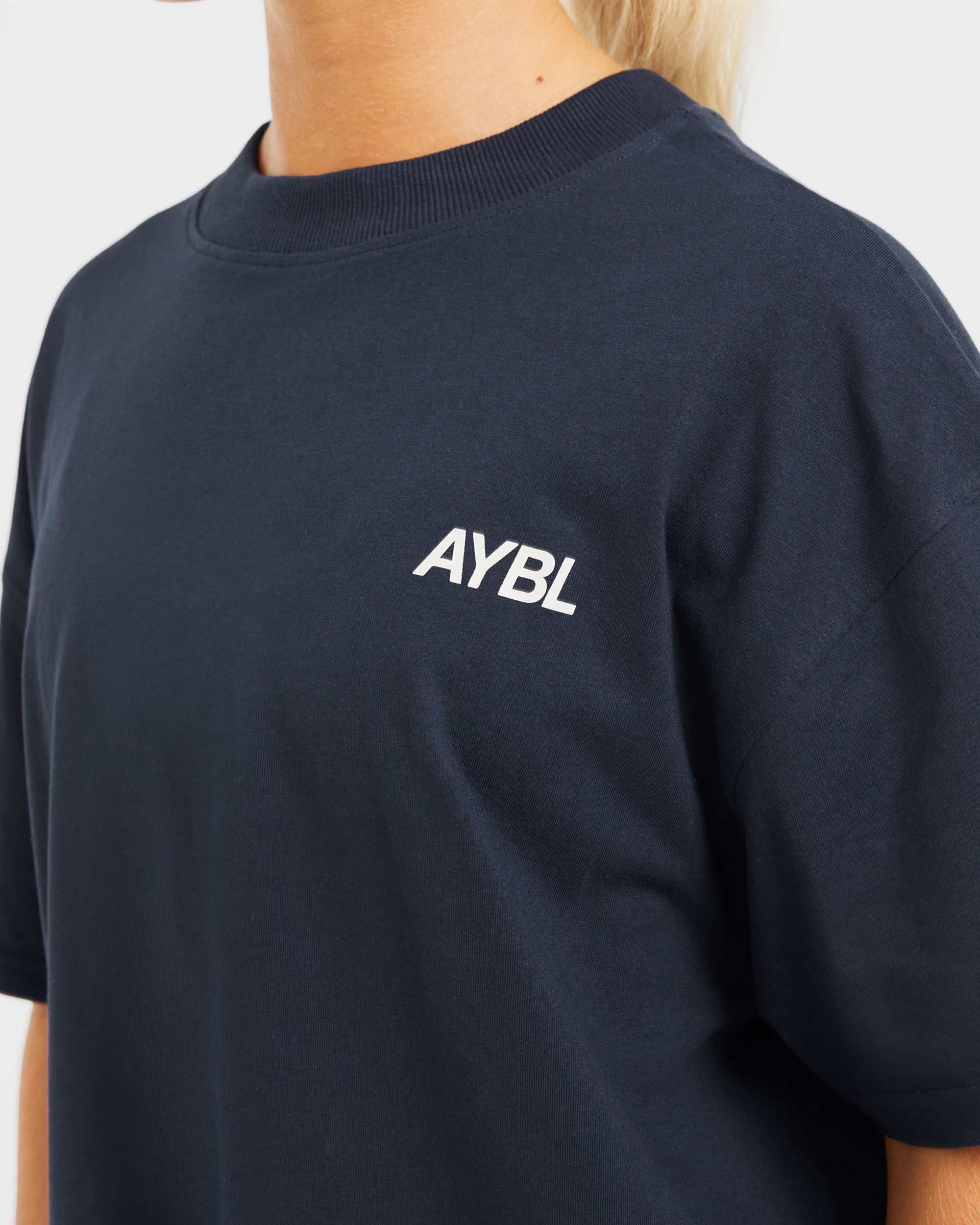 AYBL Sports Club Oversized T Shirt - Navy/Off Blanc