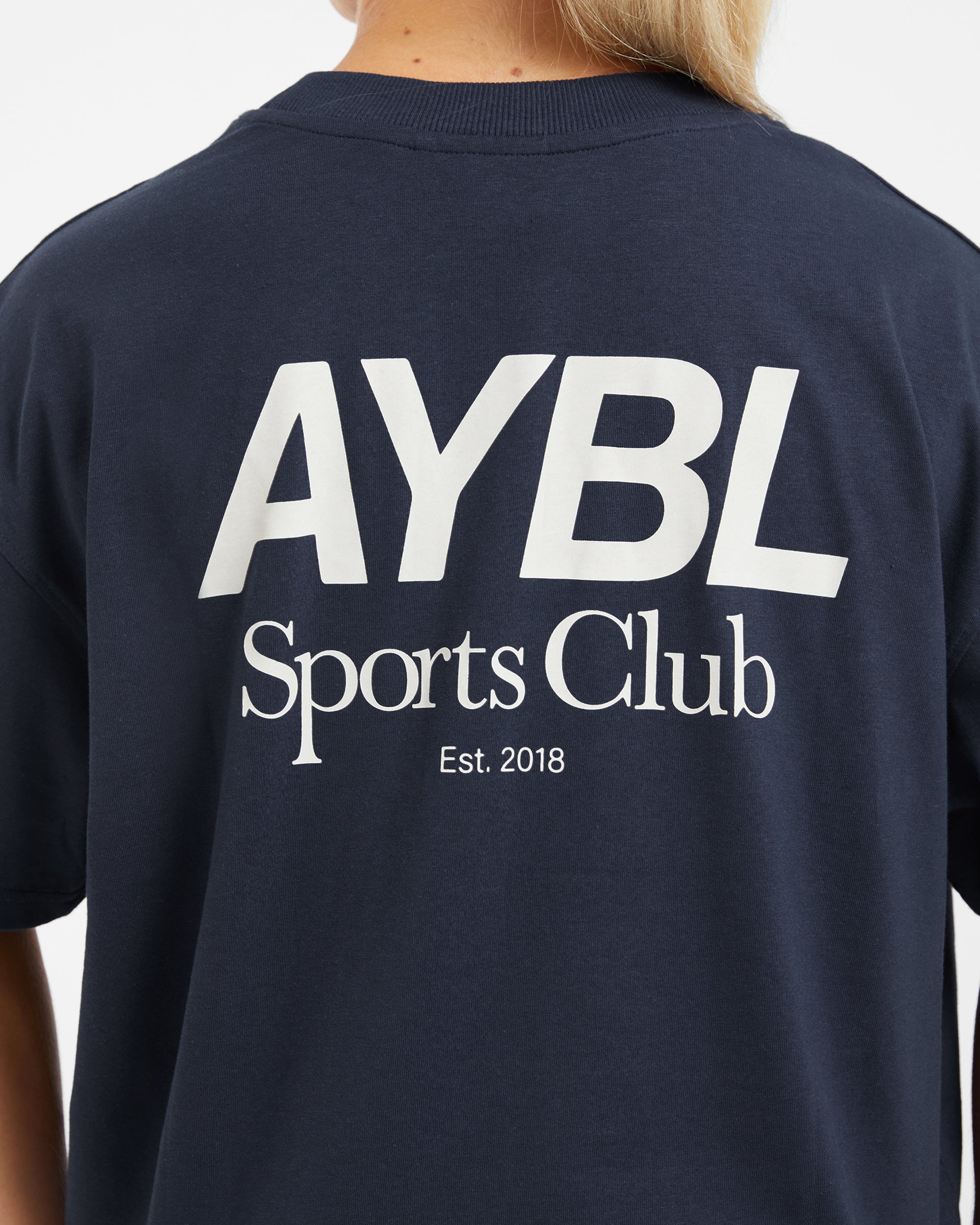 AYBL Sports Club Oversized T Shirt - Navy/Off Blanc