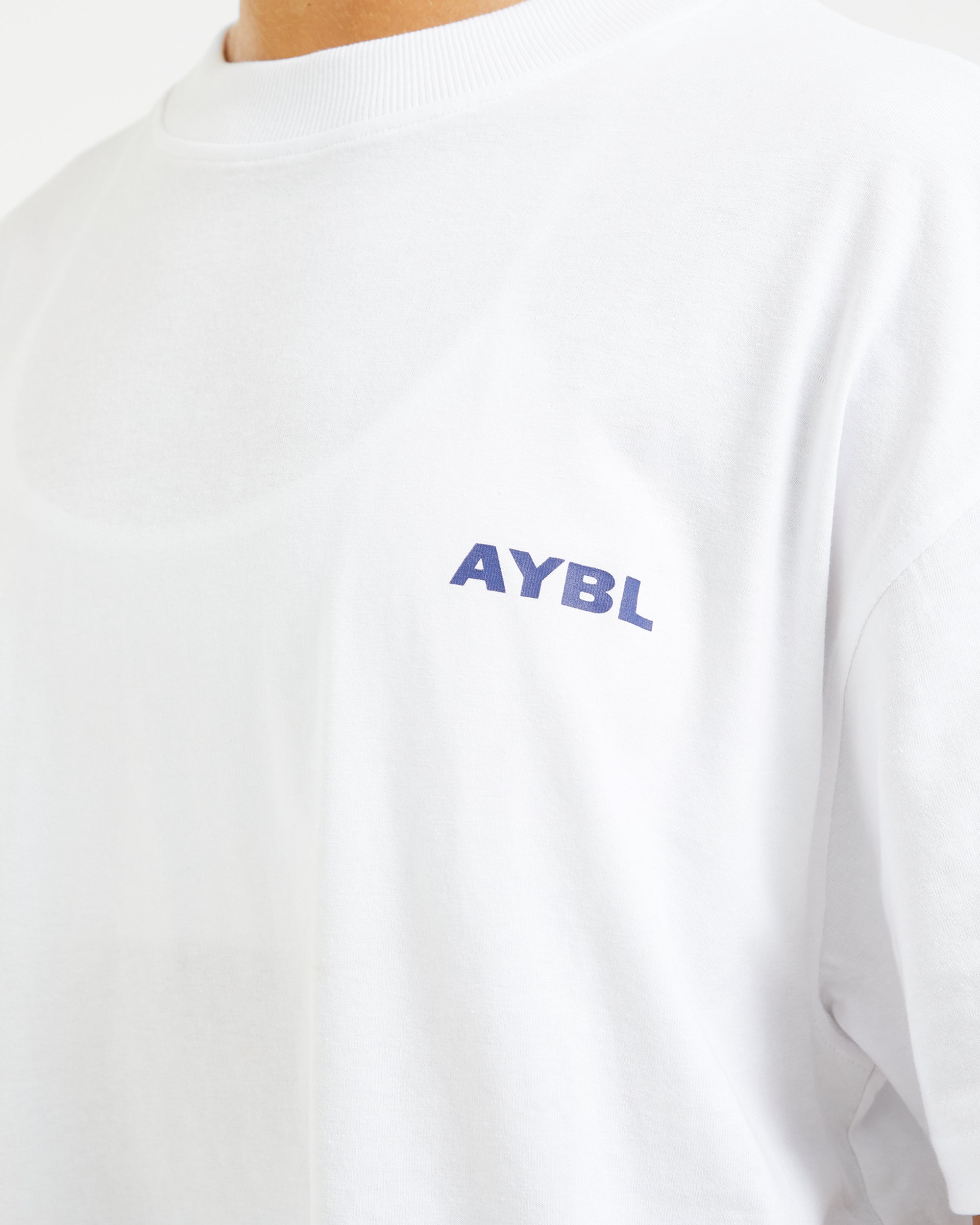 AYBL Lift Italic Oversized T Shirt - Blanc/Navy