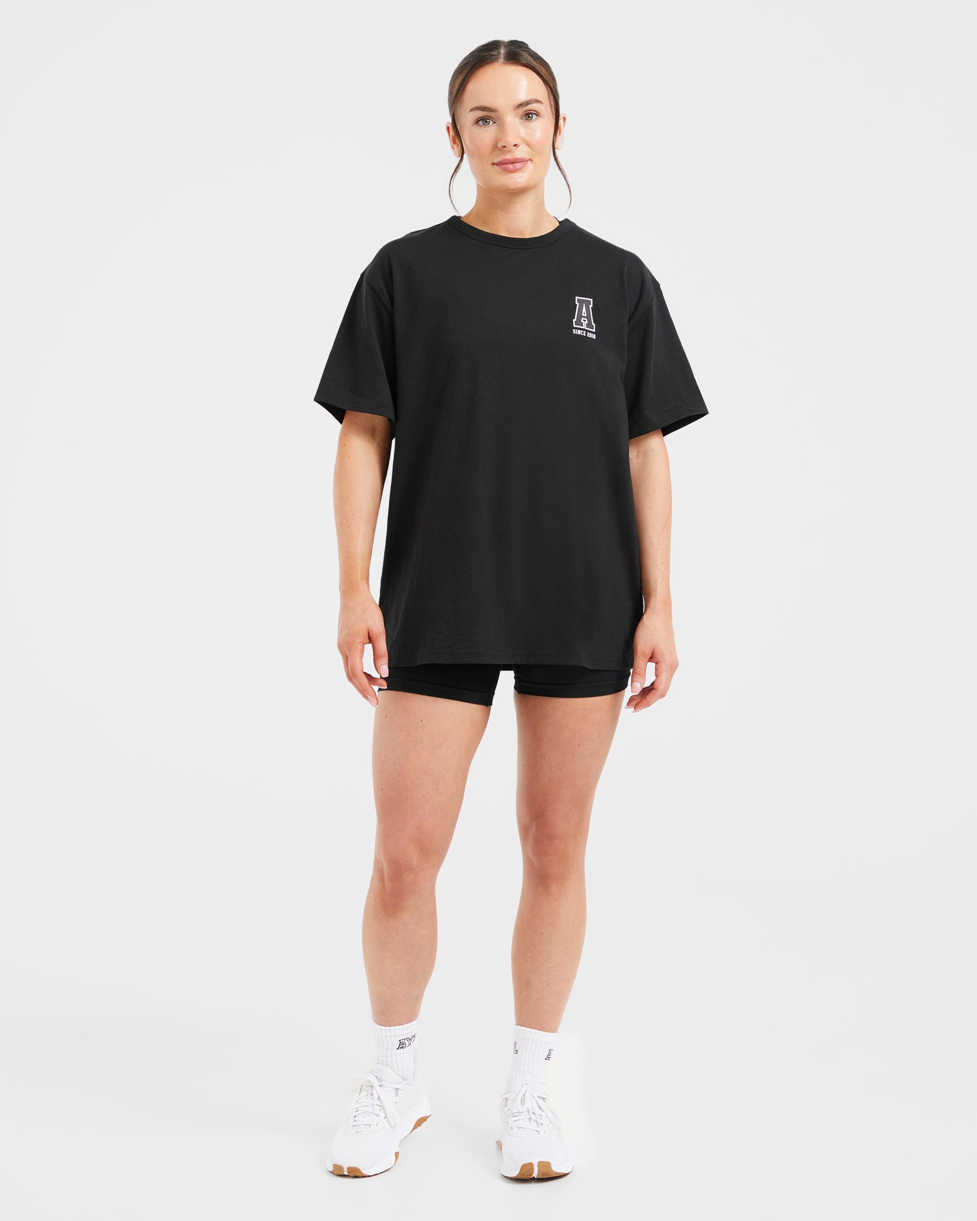 Varsity Statement Oversized T Shirt - Noir