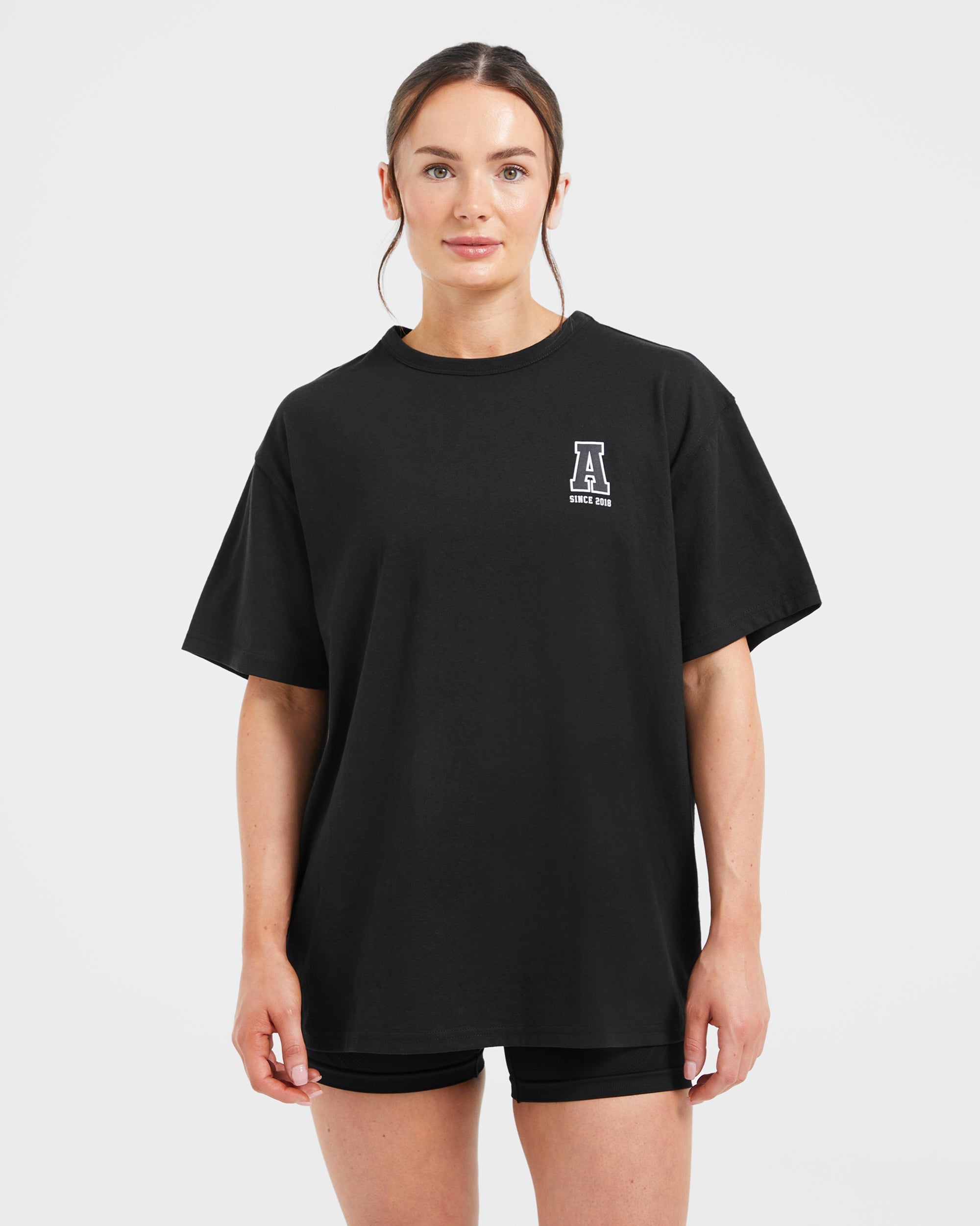 Varsity Statement Oversized T Shirt - Noir