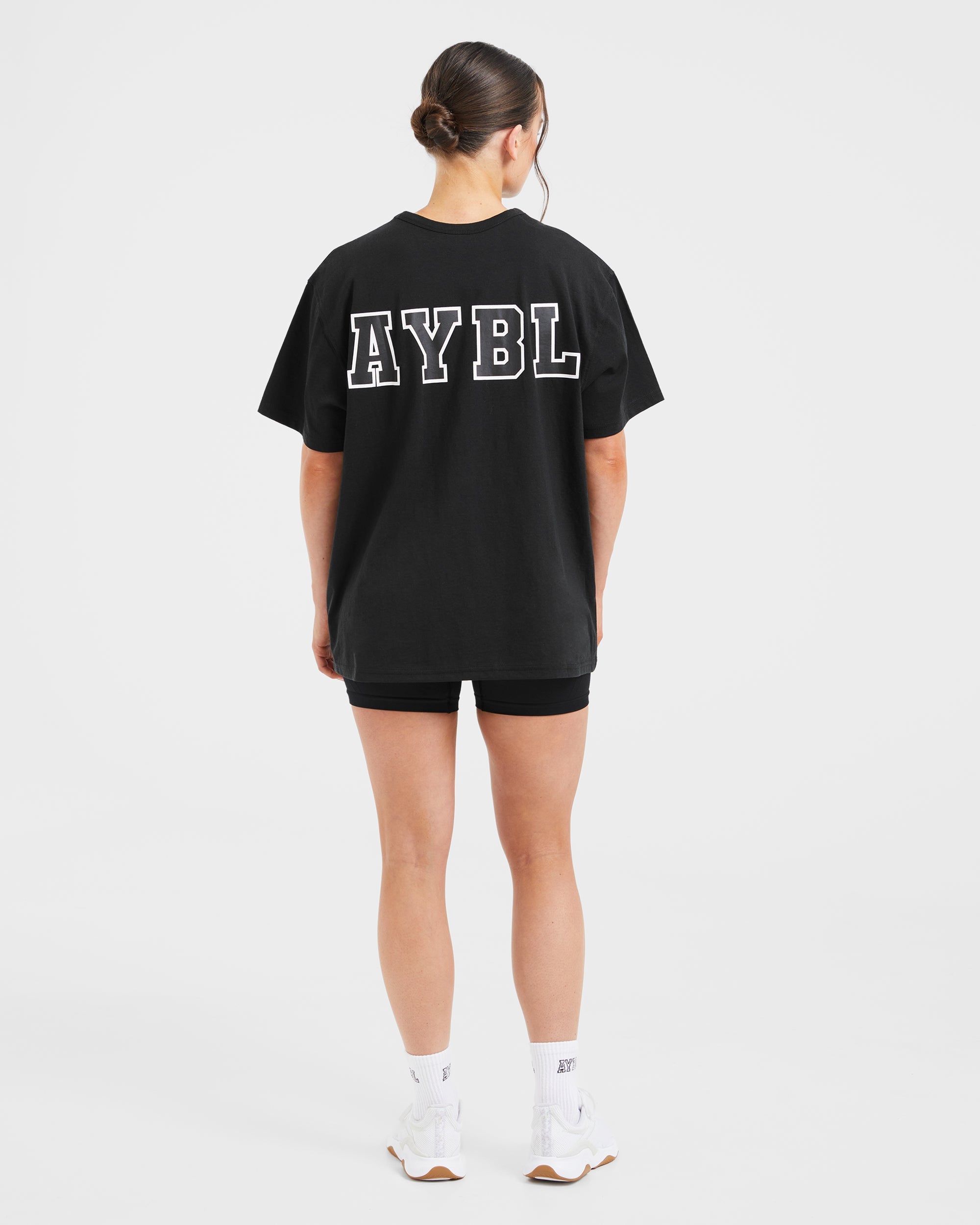 Varsity Statement Oversized T Shirt - Noir