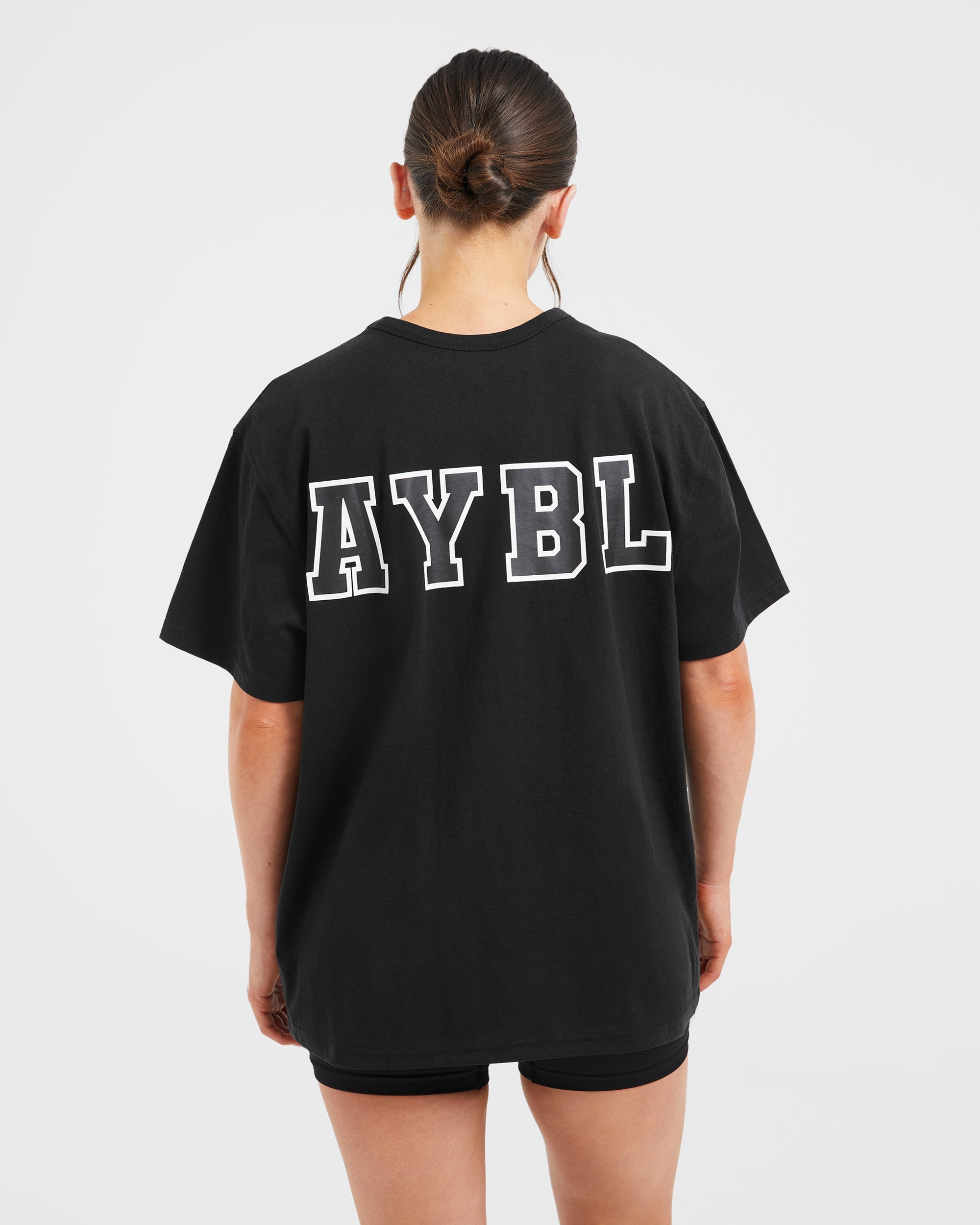 Varsity Statement Oversized T Shirt - Noir