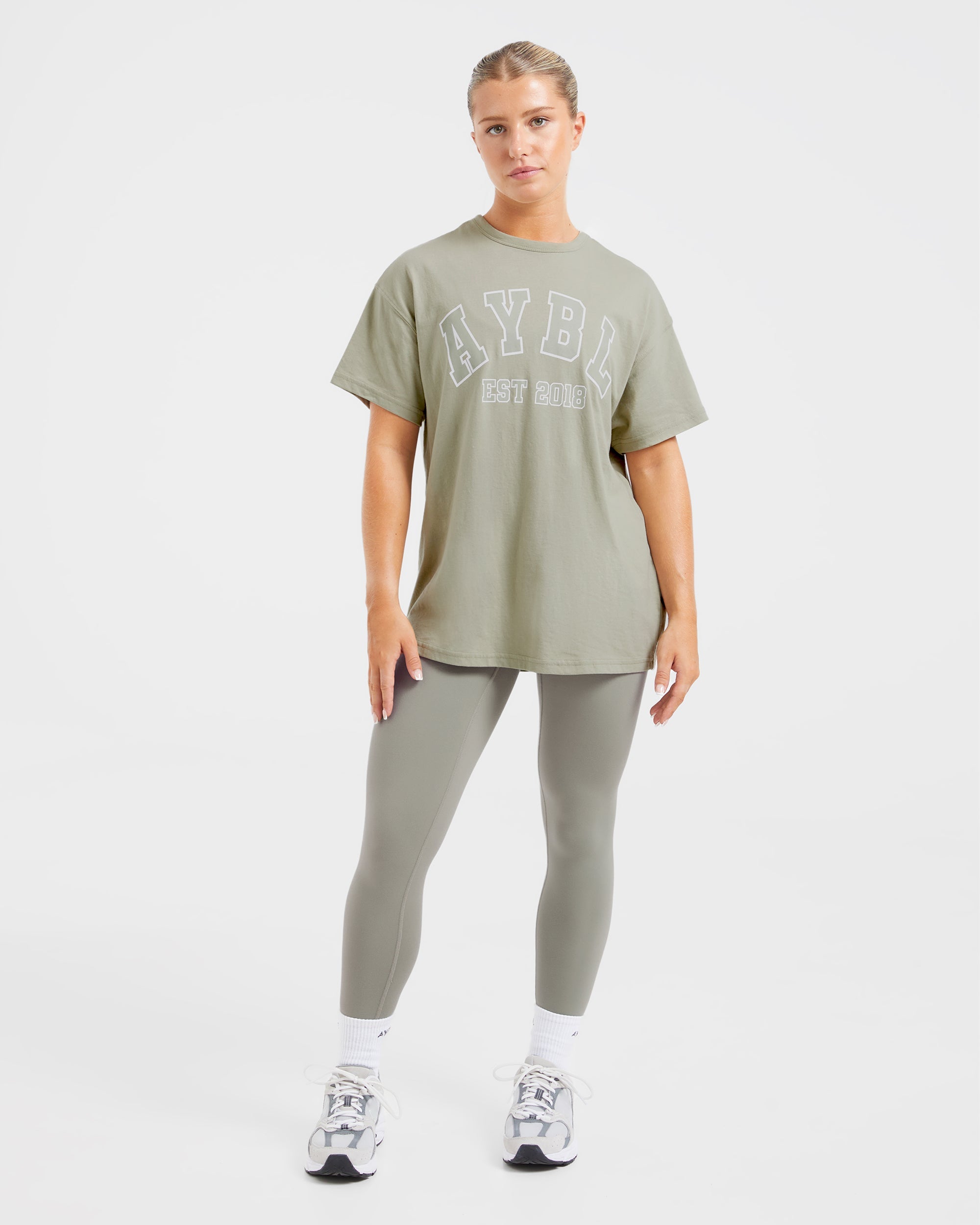 Varsity Oversized T Shirt - Olive Vert