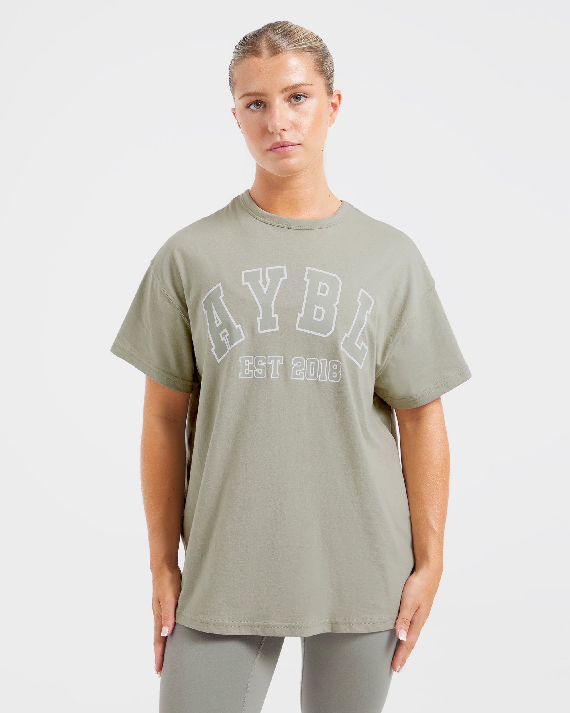 Varsity Oversized T Shirt - Olive Vert