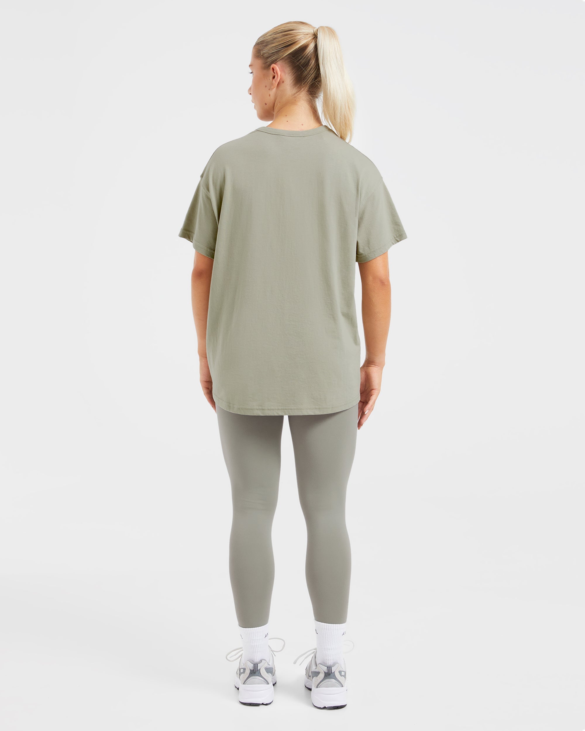 Varsity Oversized T Shirt - Olive Vert