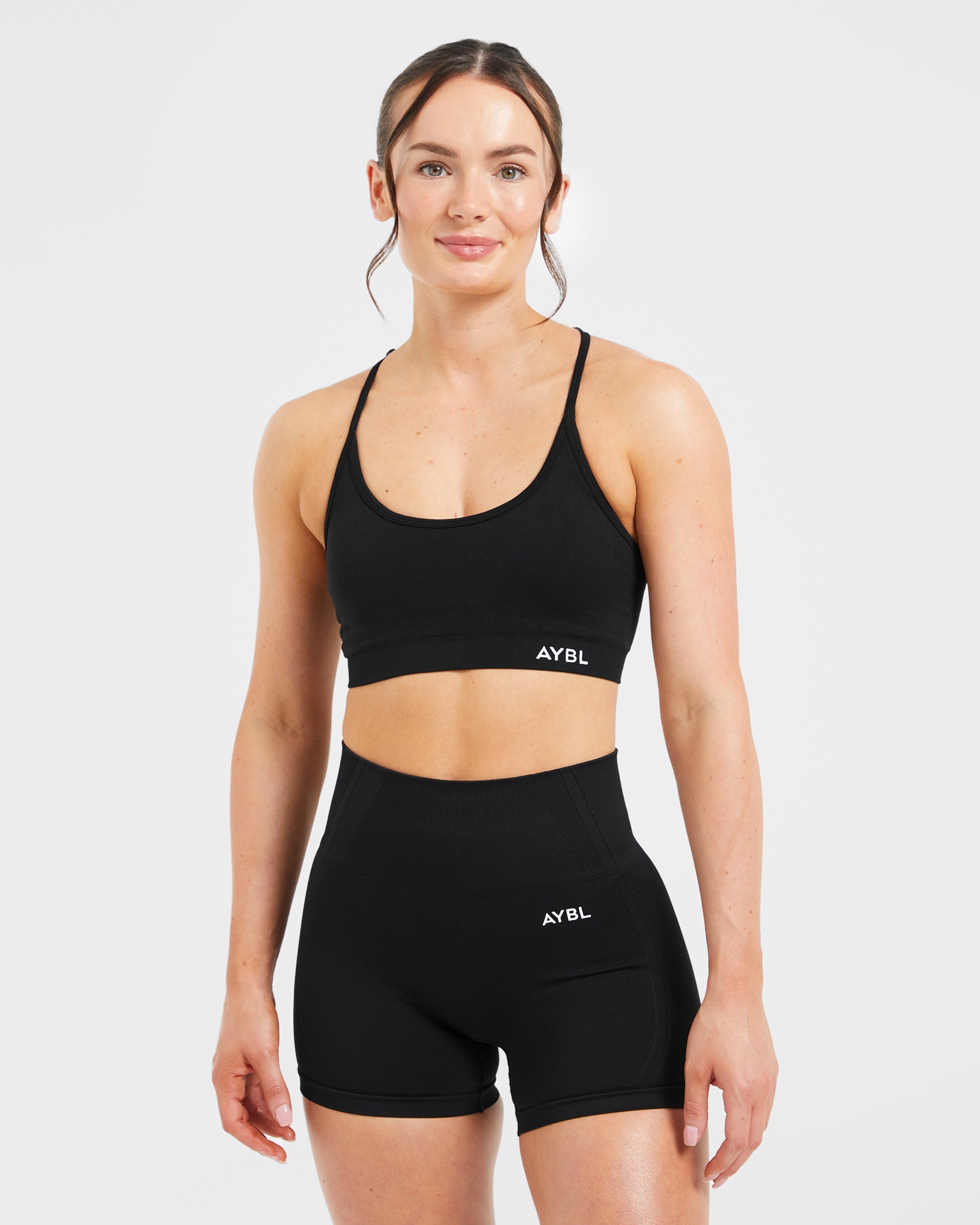 Essential Seamless V Neck Sports Bra - Noir