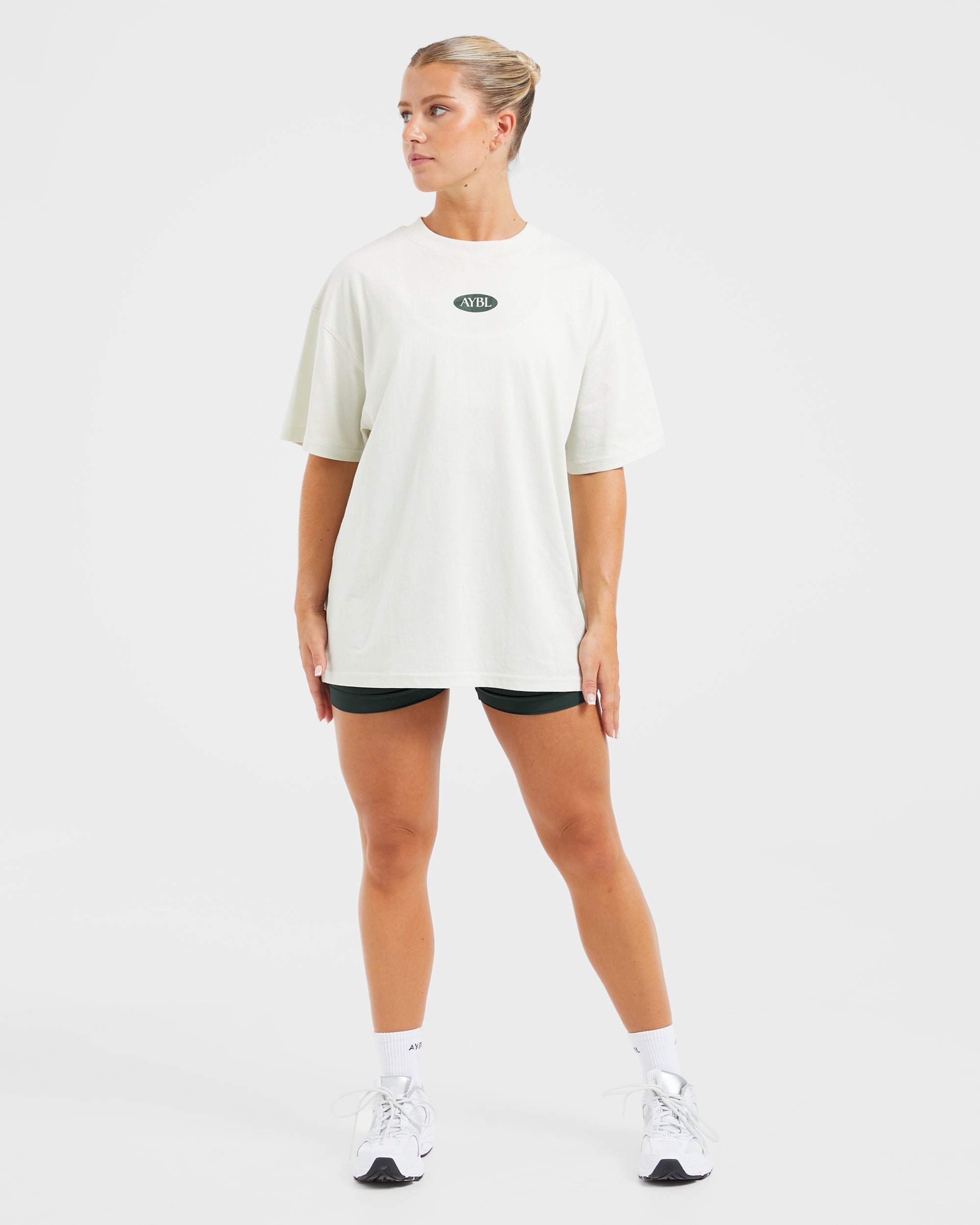 AYBL Lifestyle Oversized T Shirt - Off White/Forest Vert